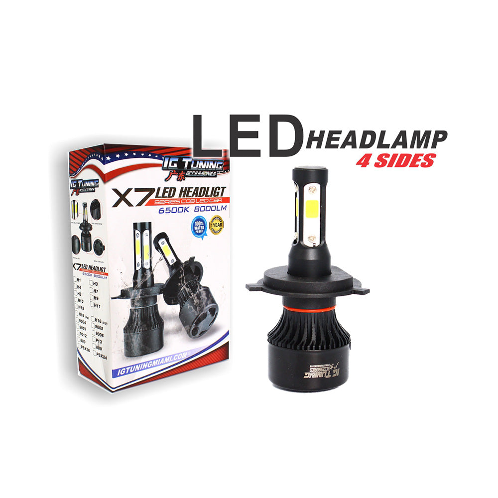 Headlight Led 4 sides Black 9004 -7 image 0