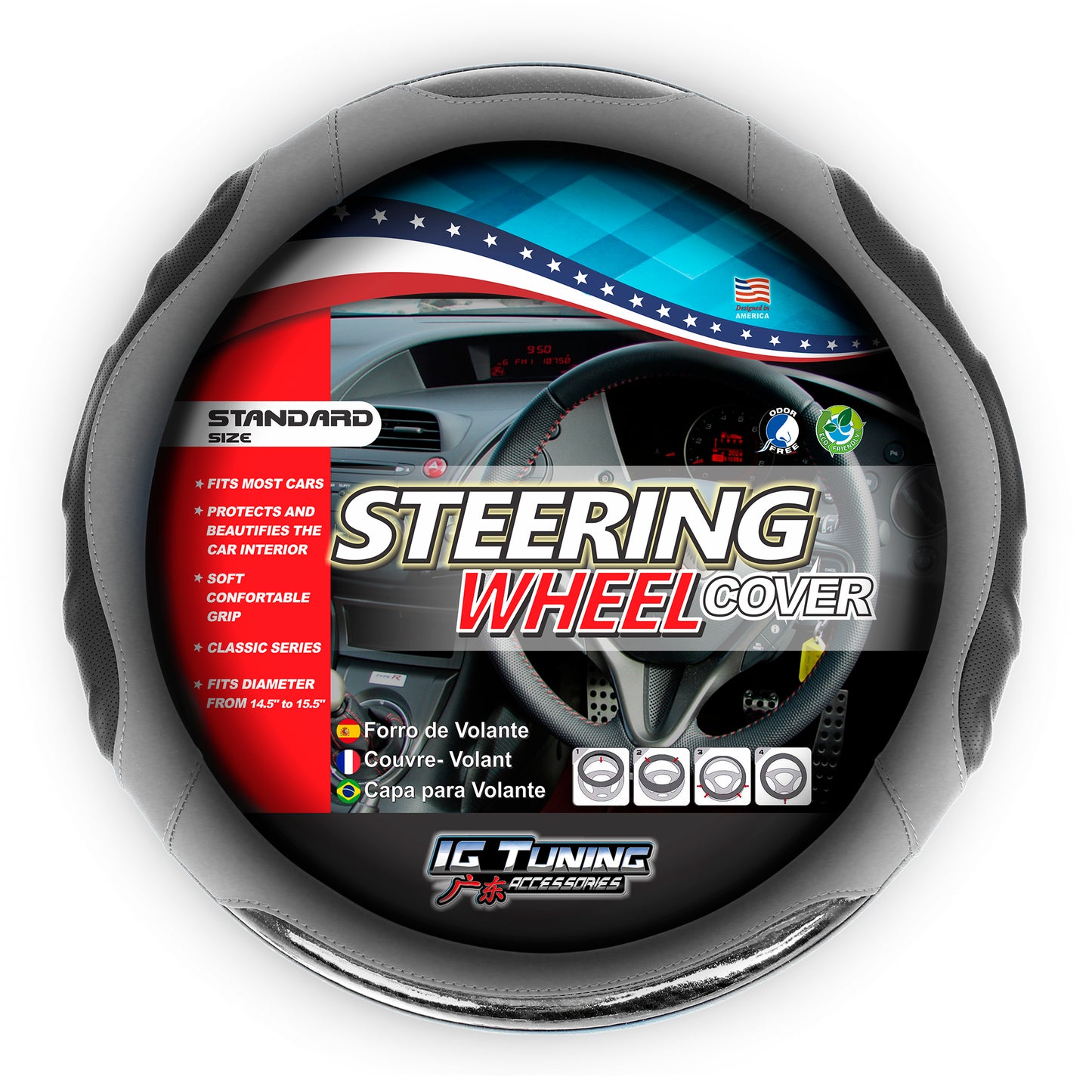 Steering Wheel Cover Racing Gray image 0