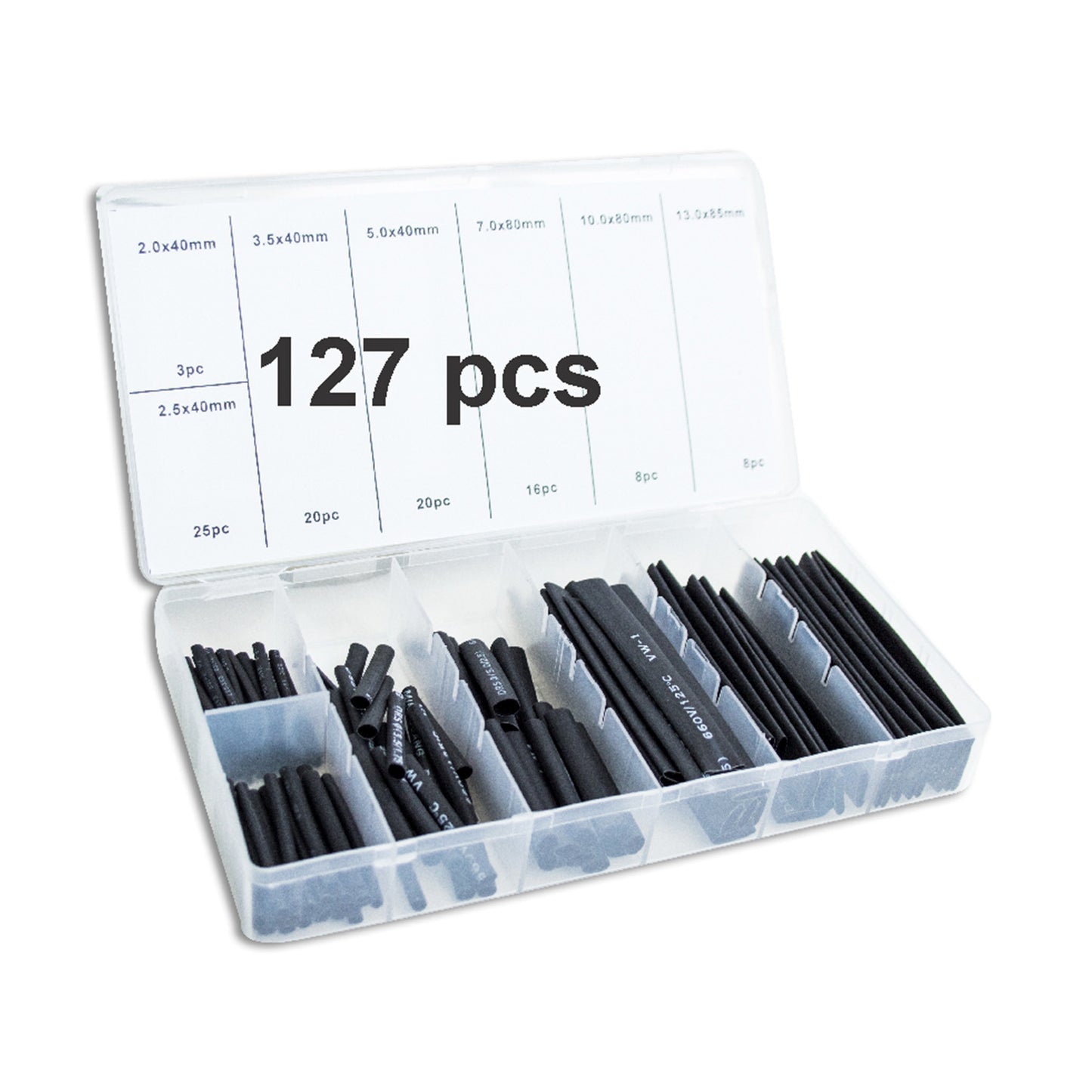 127 pcs Heat shrink tubing Plastic Box image 0