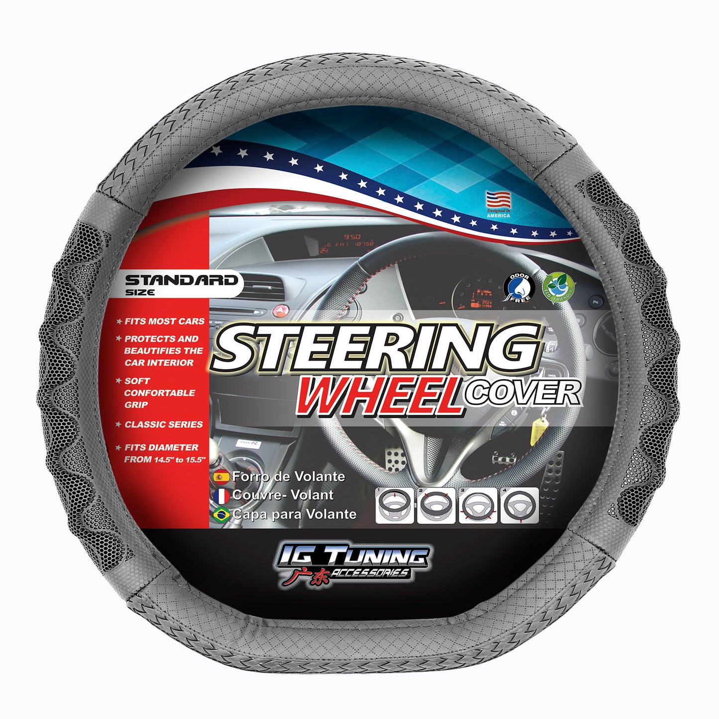 Small Black Waves Steering Wheel Cover image 0