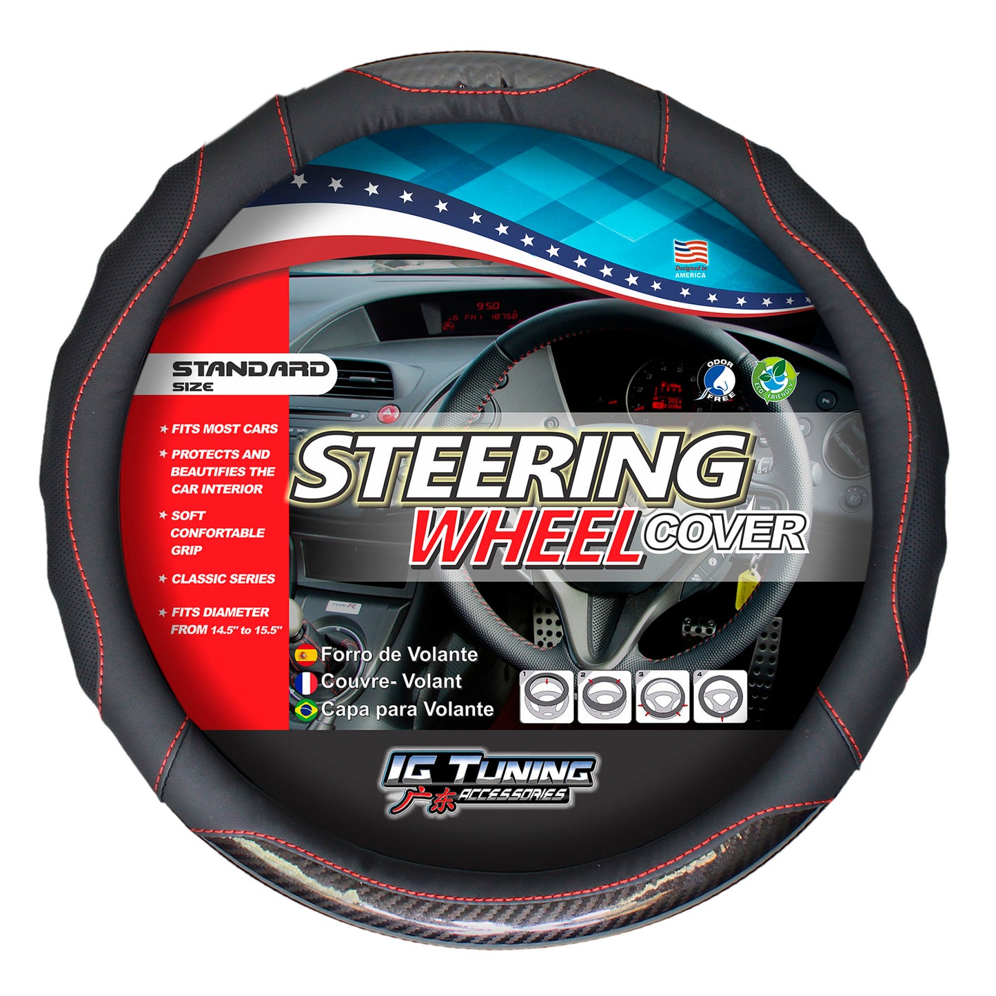 Steering Wheel Cover Waves Small Black image 0