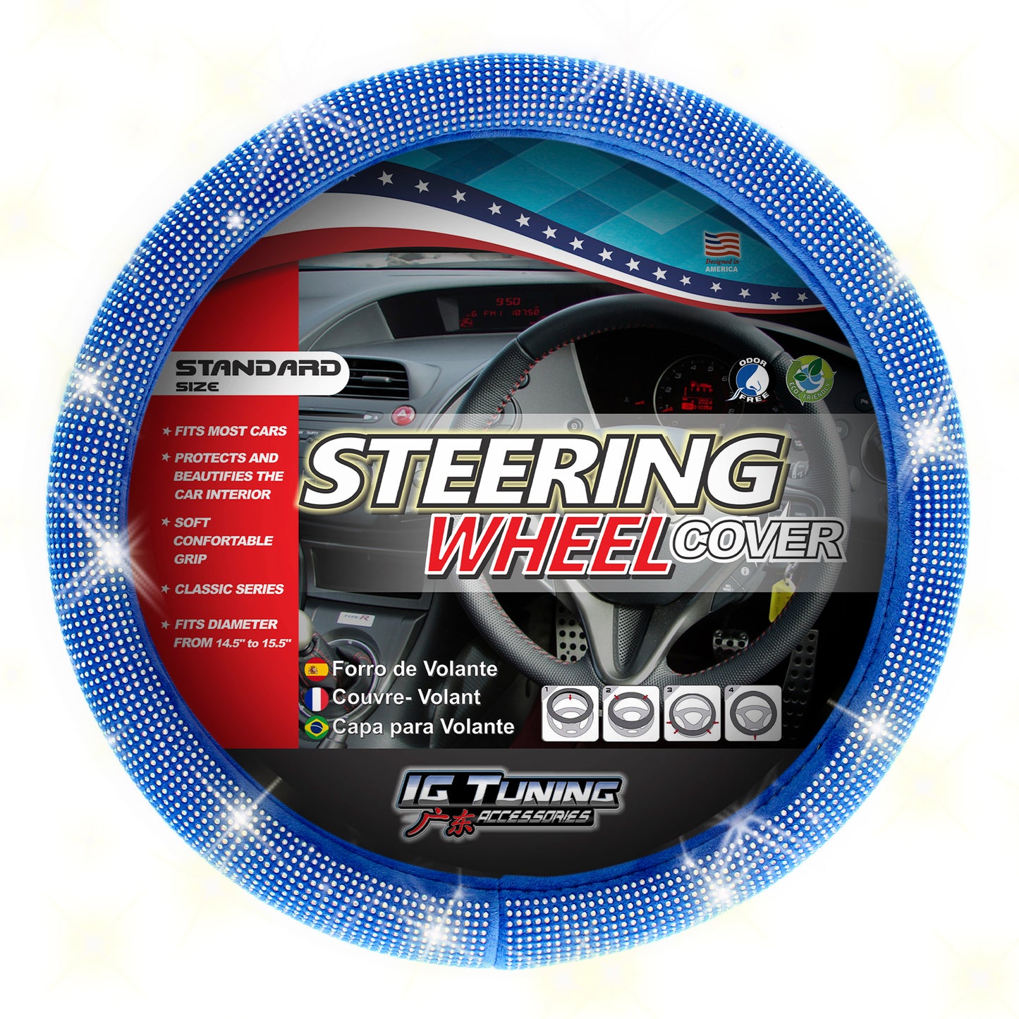 Steering Wheel Cover Bling Bling Blue image 0