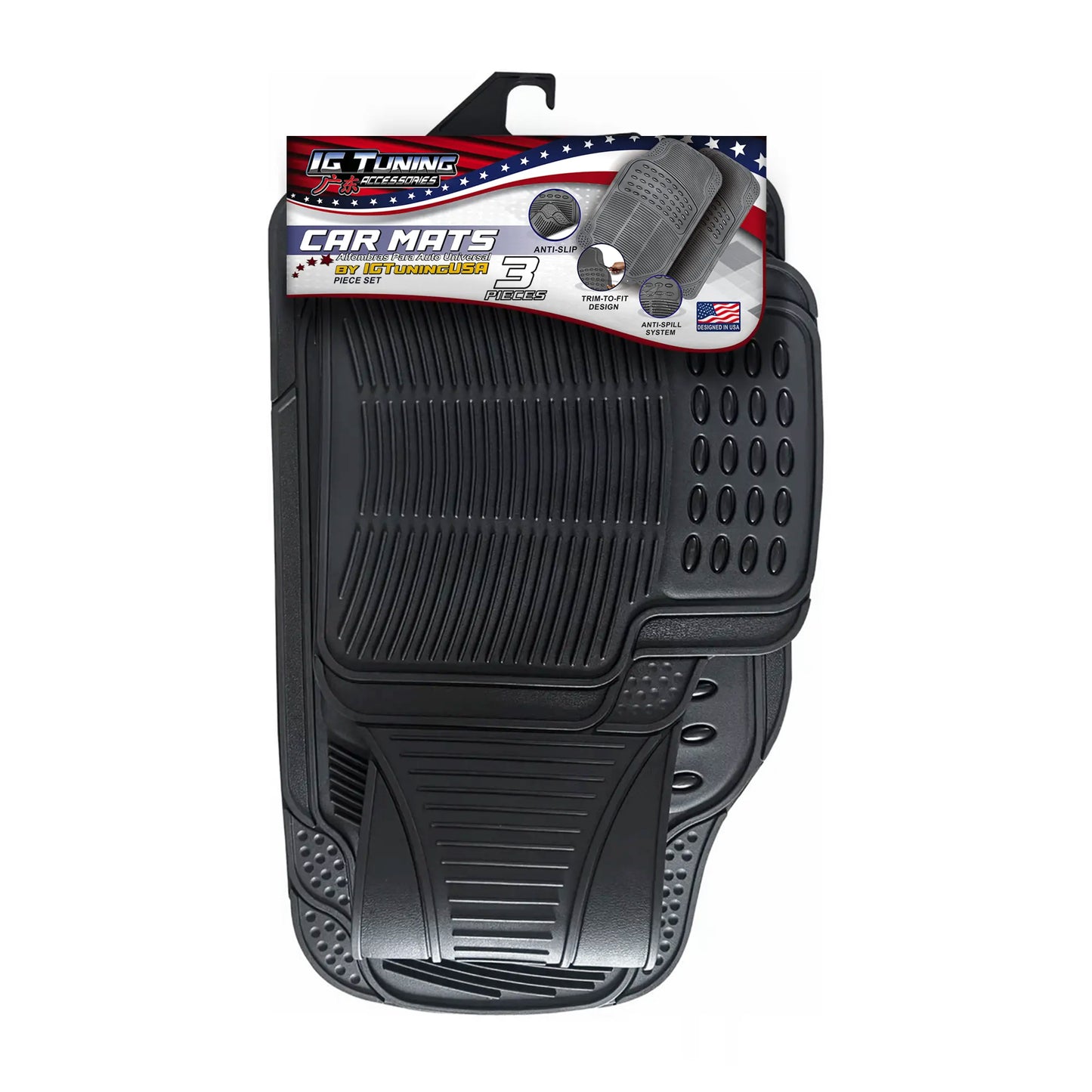 PVC Car Mat Adjustable 3 Pcs Black image 0