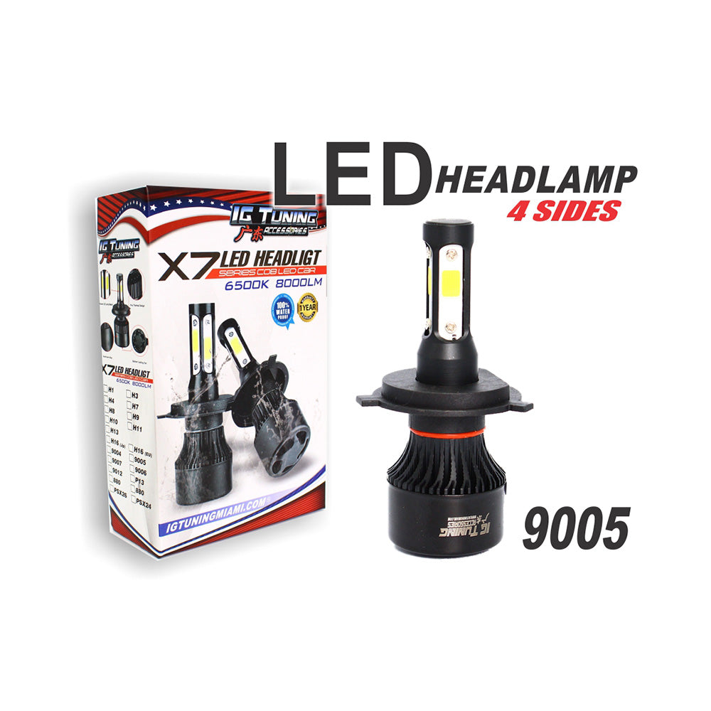 Headlight Led 4 sides Black 9005 image 0