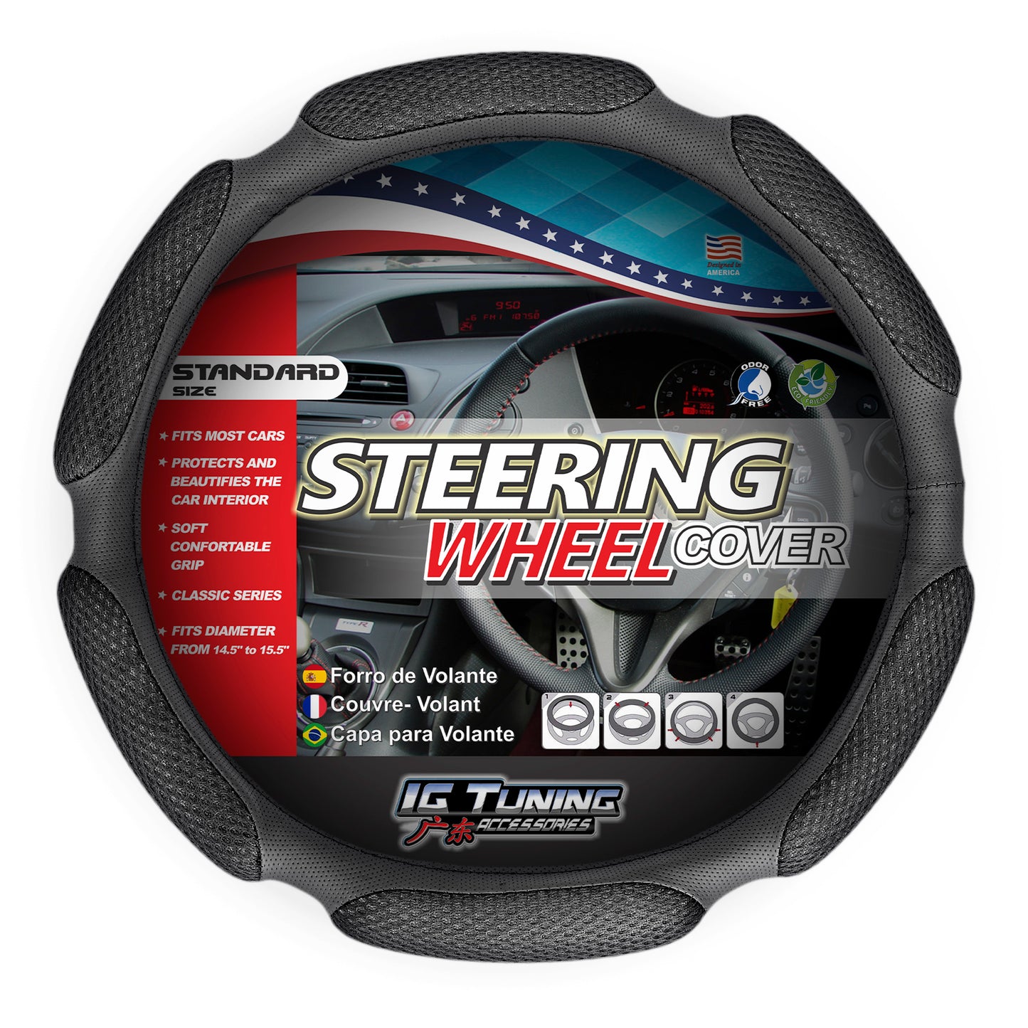 Steering Wheel Cover With Sponge in Black image 0
