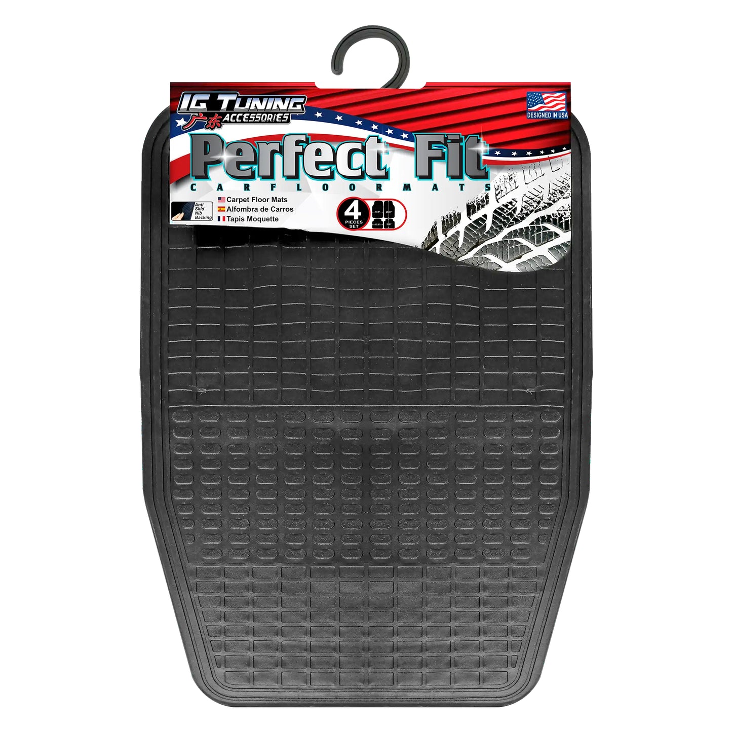 PVC Car Mats 4 Pcs Black Square image 0