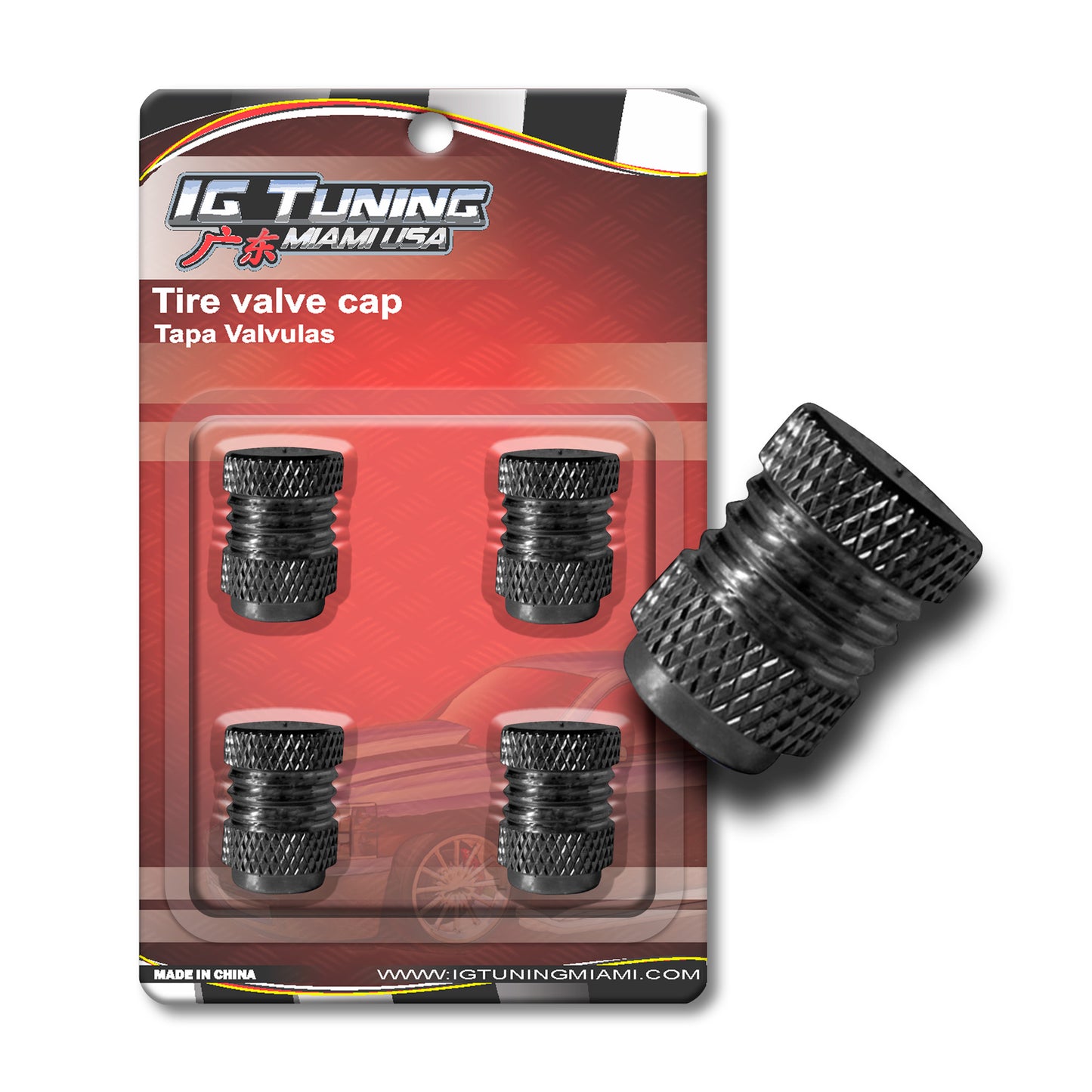 Black 4Pcs.Set Valve Caps. image 0