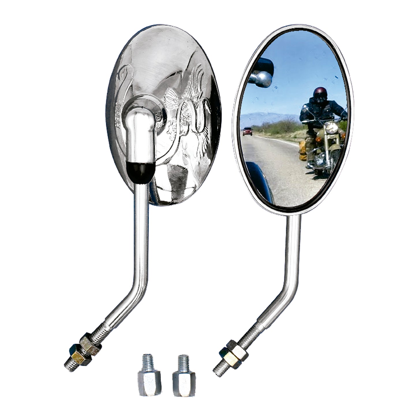 Rearview Mirror round 2 pcs Chrome image 0