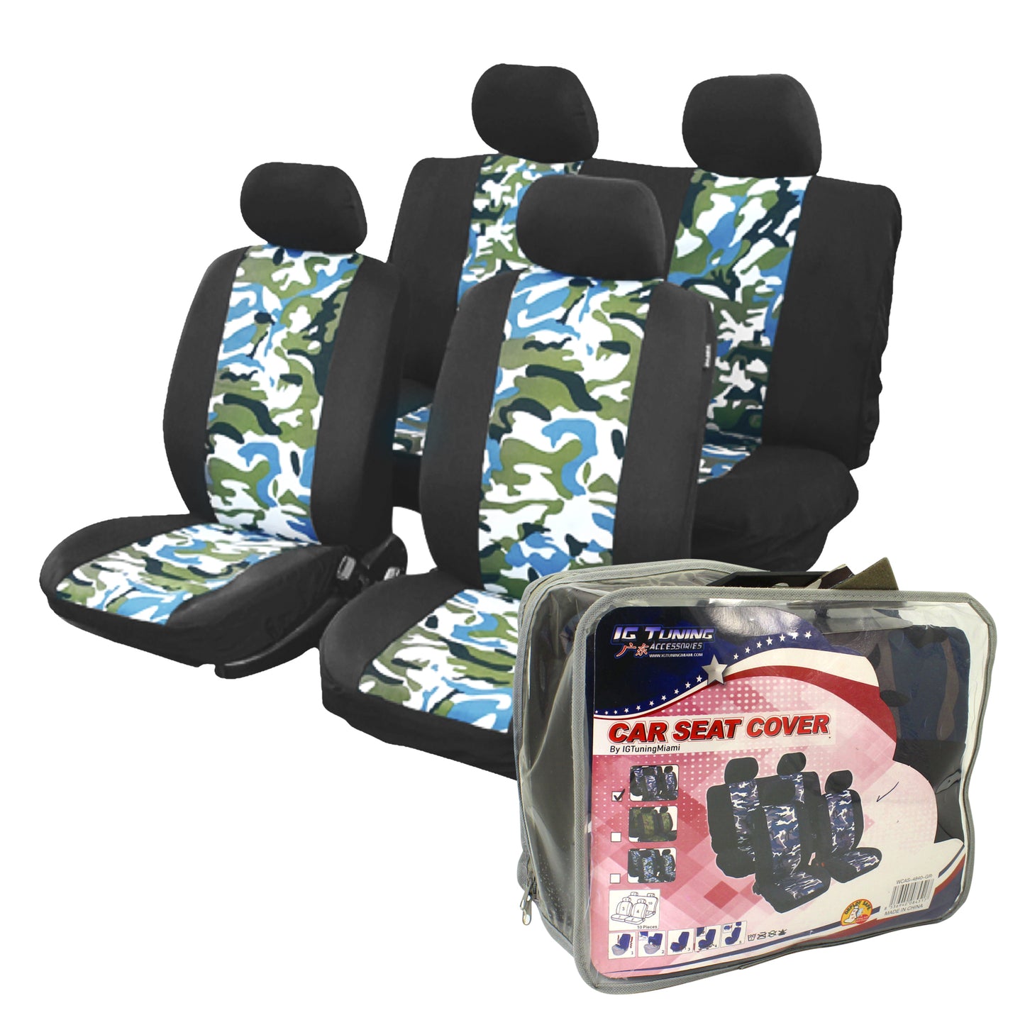 Olive Camouflage Seat Cover 10 Pcs image 0