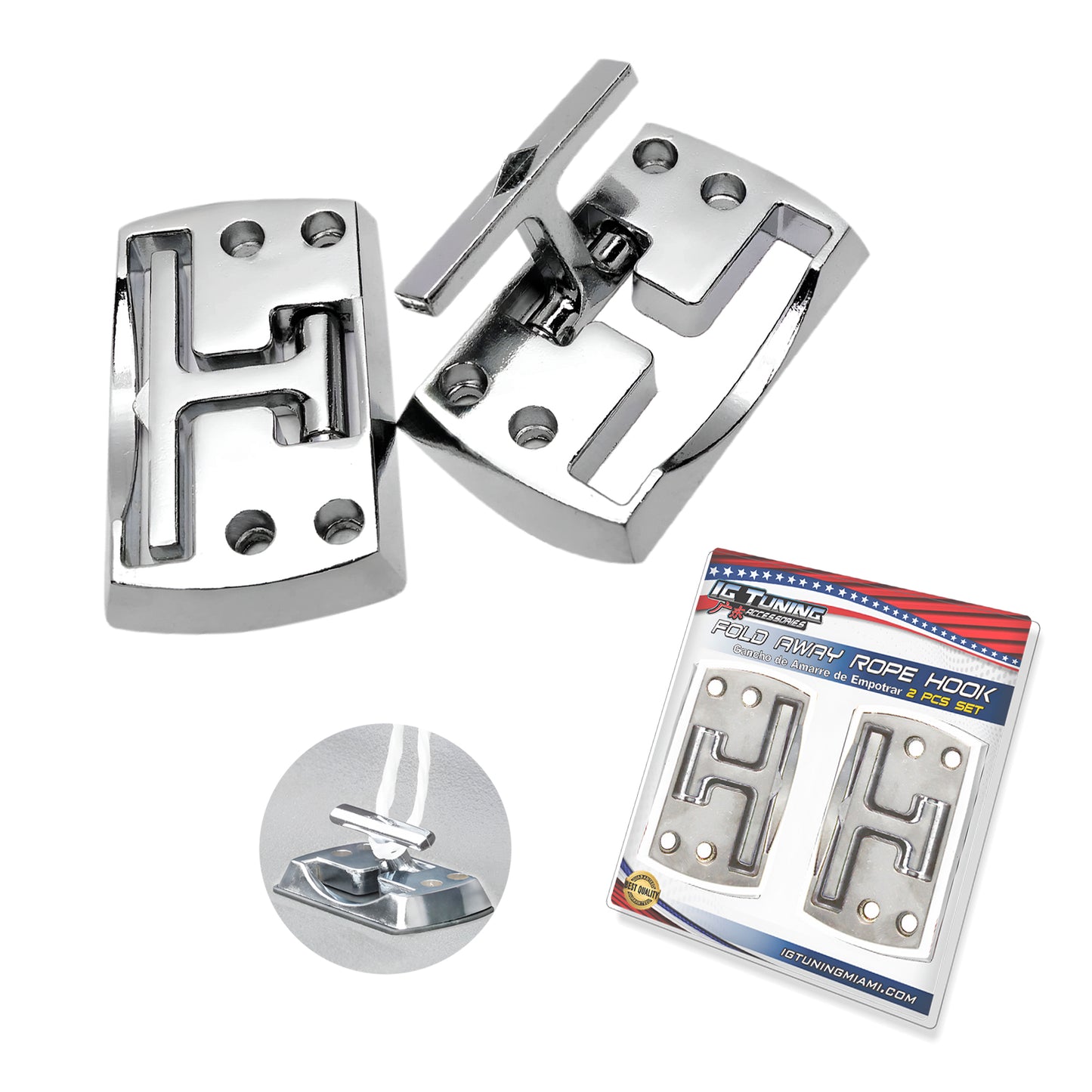 2 pcs Fold away Rope Hook Chrome image 0
