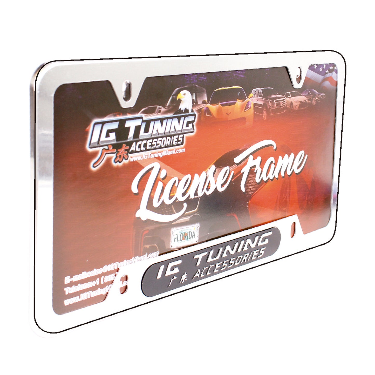 License Plate Frame Metal Chrome image 0
