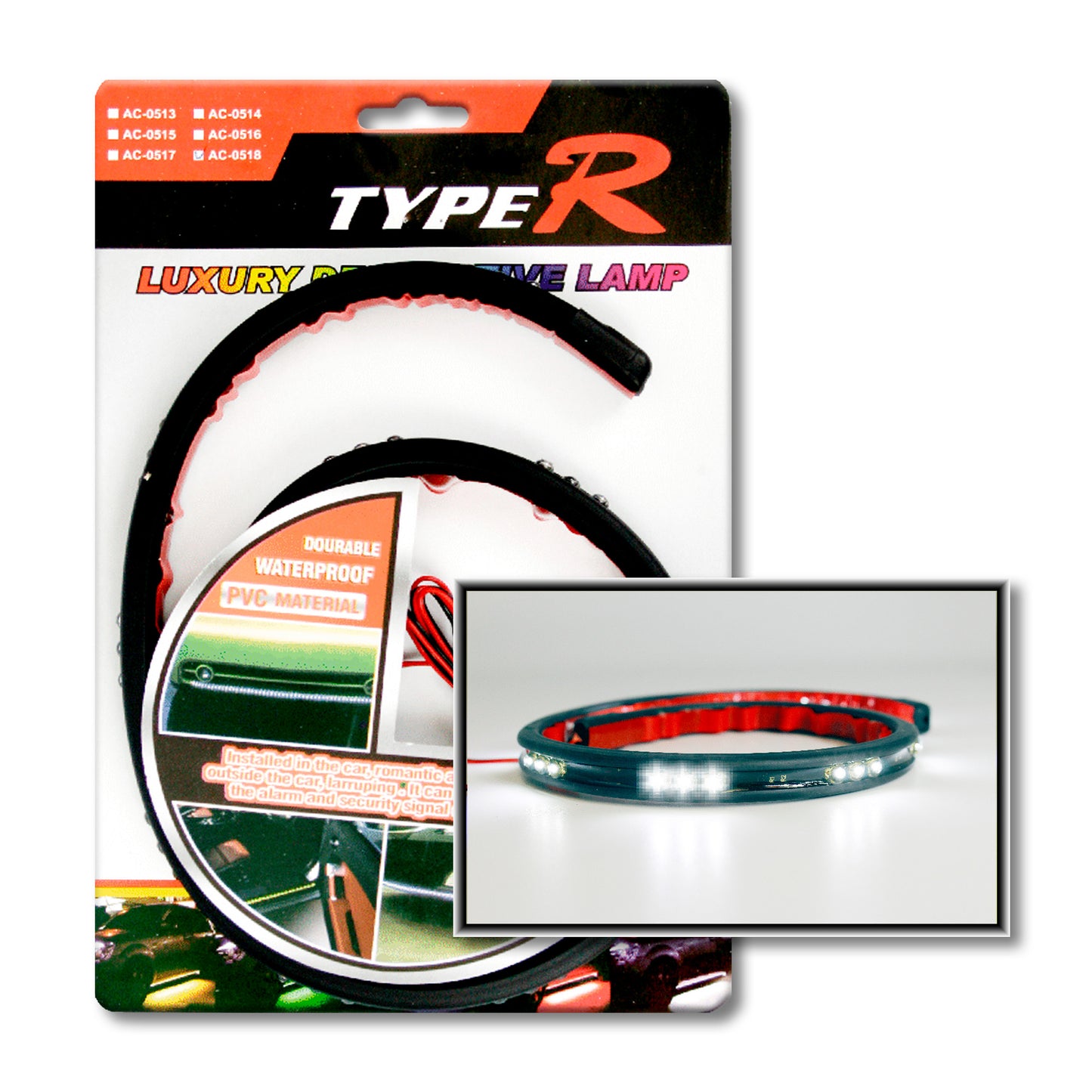 Led Rubber Tape Black 60 cms White Type R image 0