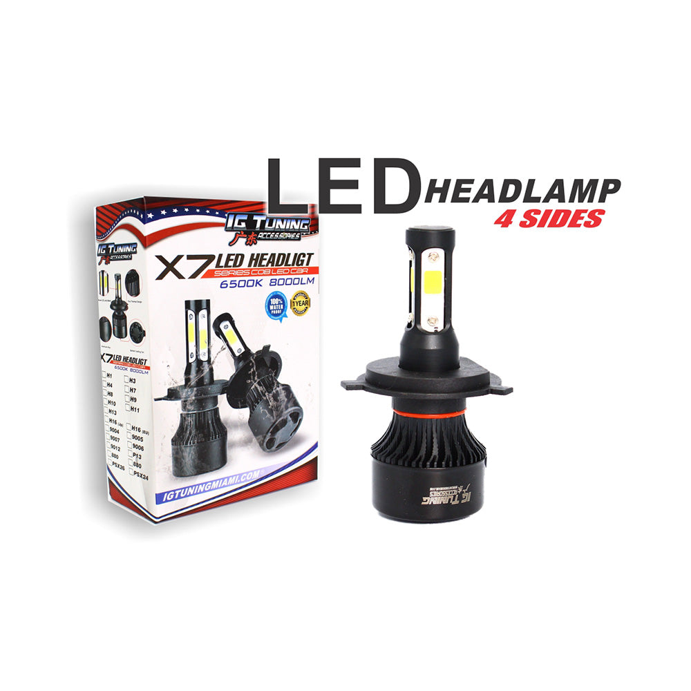 Headlight Led 4 sides Black H4 image 0