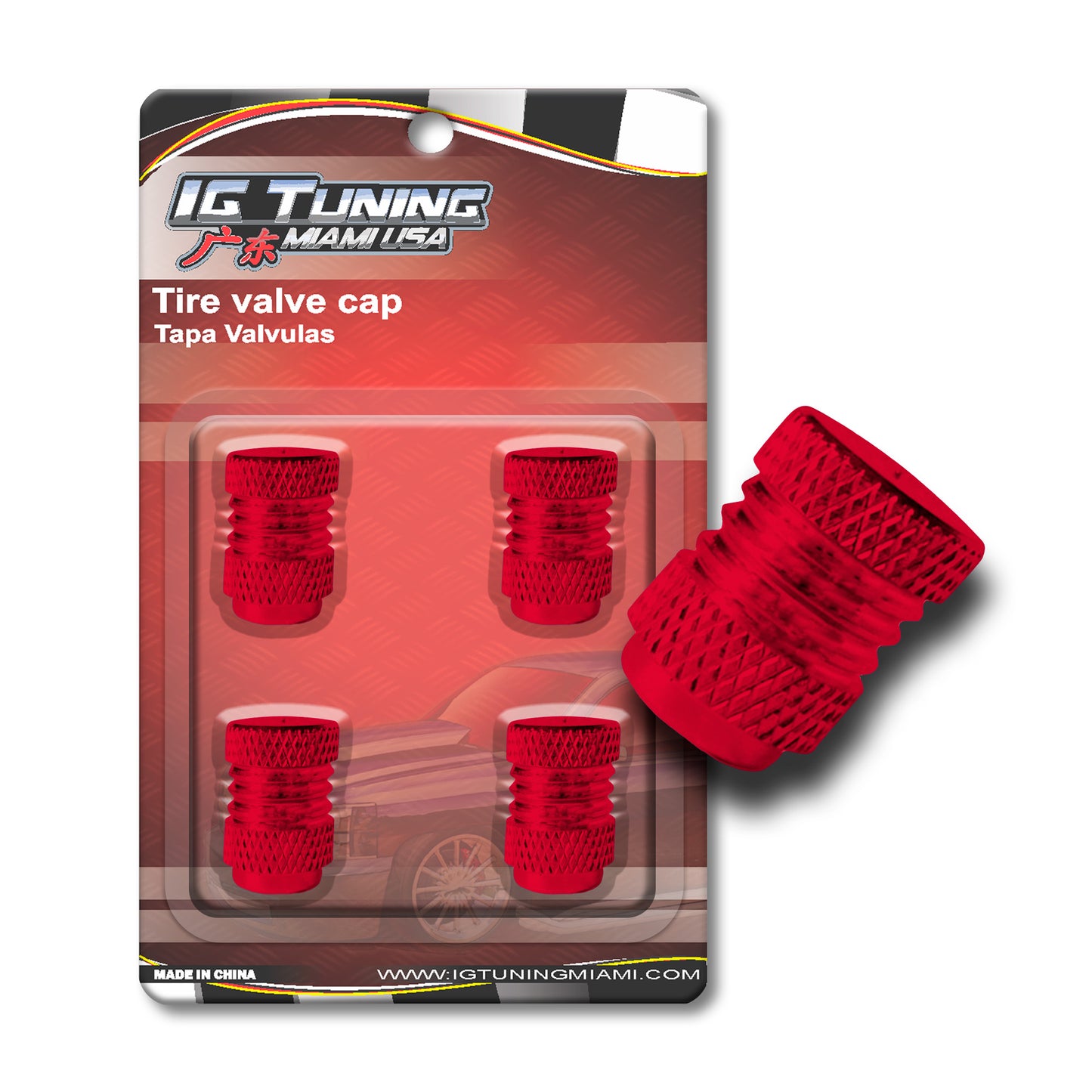 Red 4Pcs. Set Valve Caps. image 0