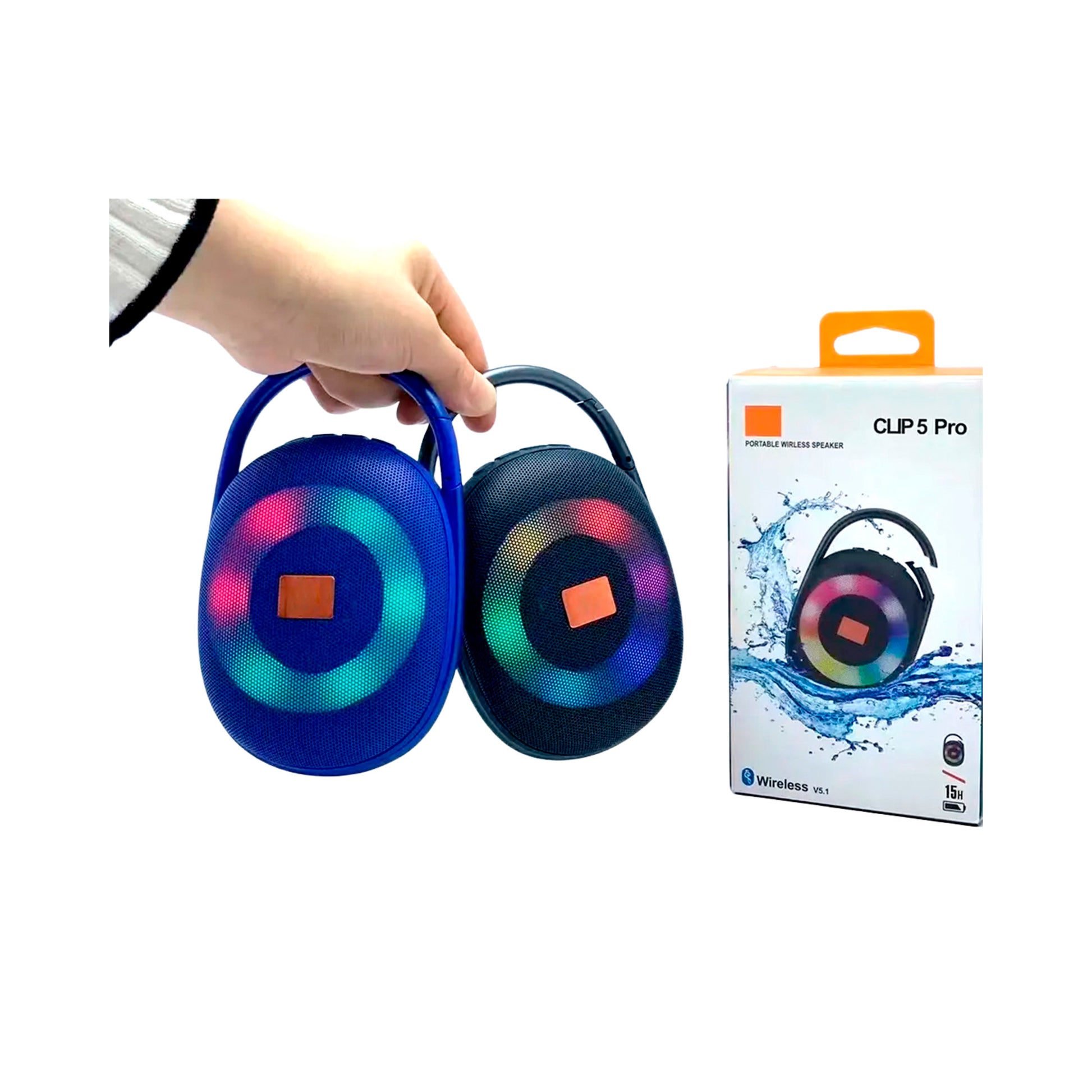 Clip5Pro Port Speakers 5W 57Mm Fm Bt Tf Usb Led Aux image 0