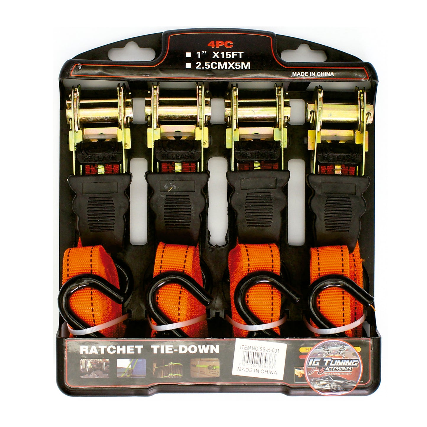 Cargo Hold Down Kit 4 Pcs 1x15 Ft image 0