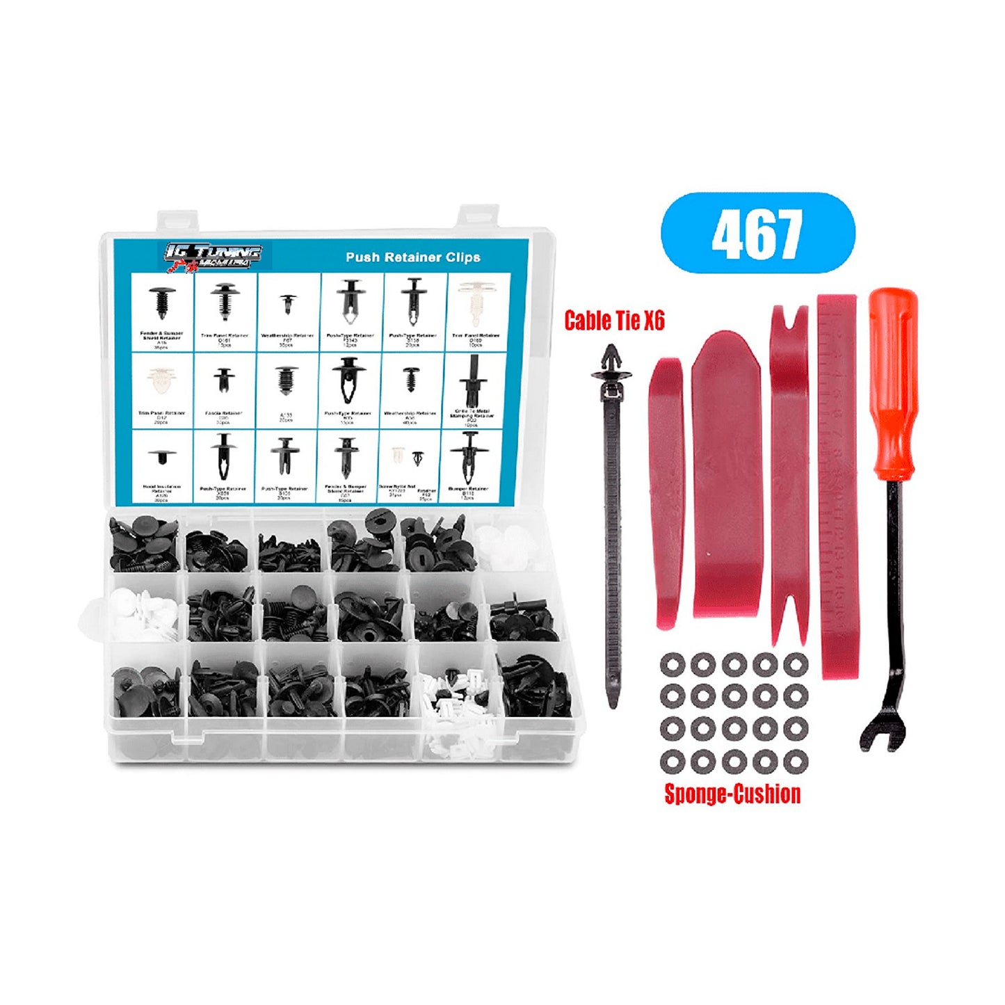 Car body plastic clips 467 pcs set image 0