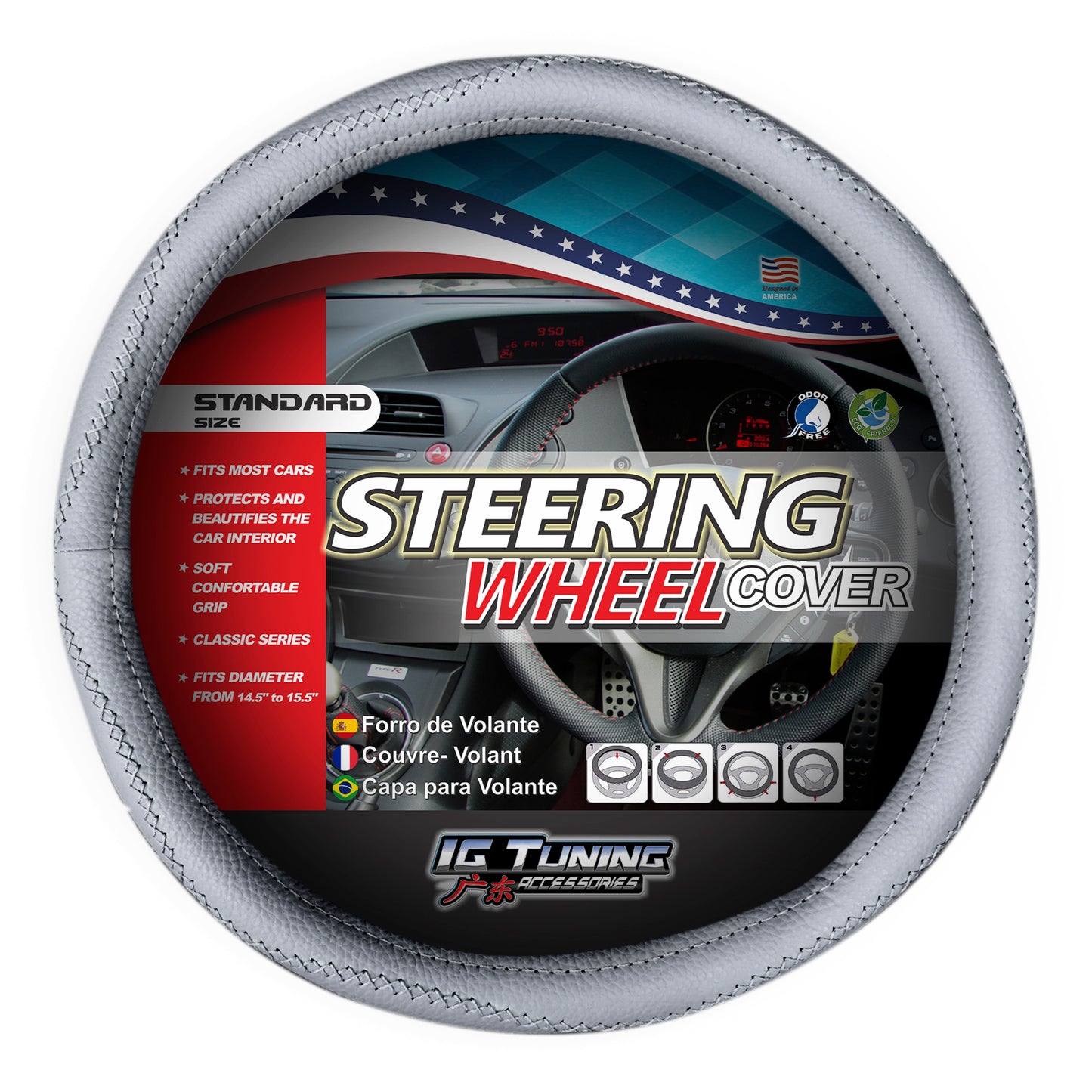 Gray Handmade Steering Wheel Cover image 0