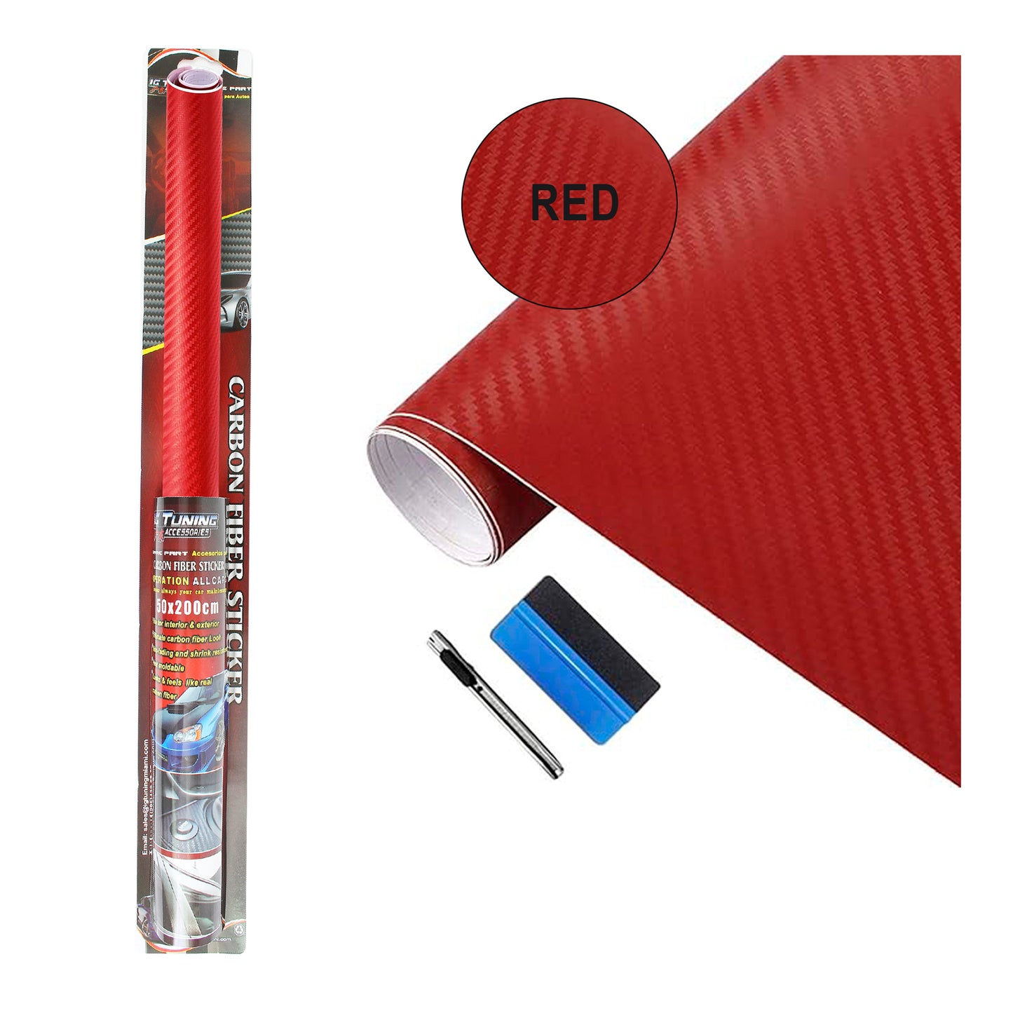 200x50 cm Red Carbon Fiber Paper image 0
