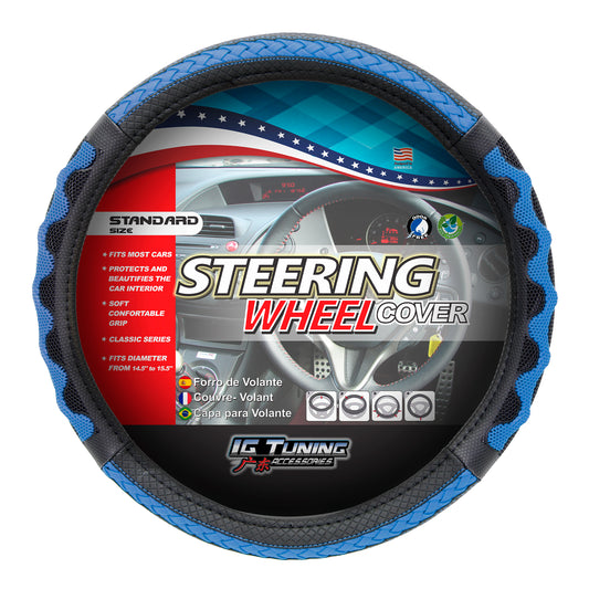 Steering Wheel Cover with Waves in Blue image 0