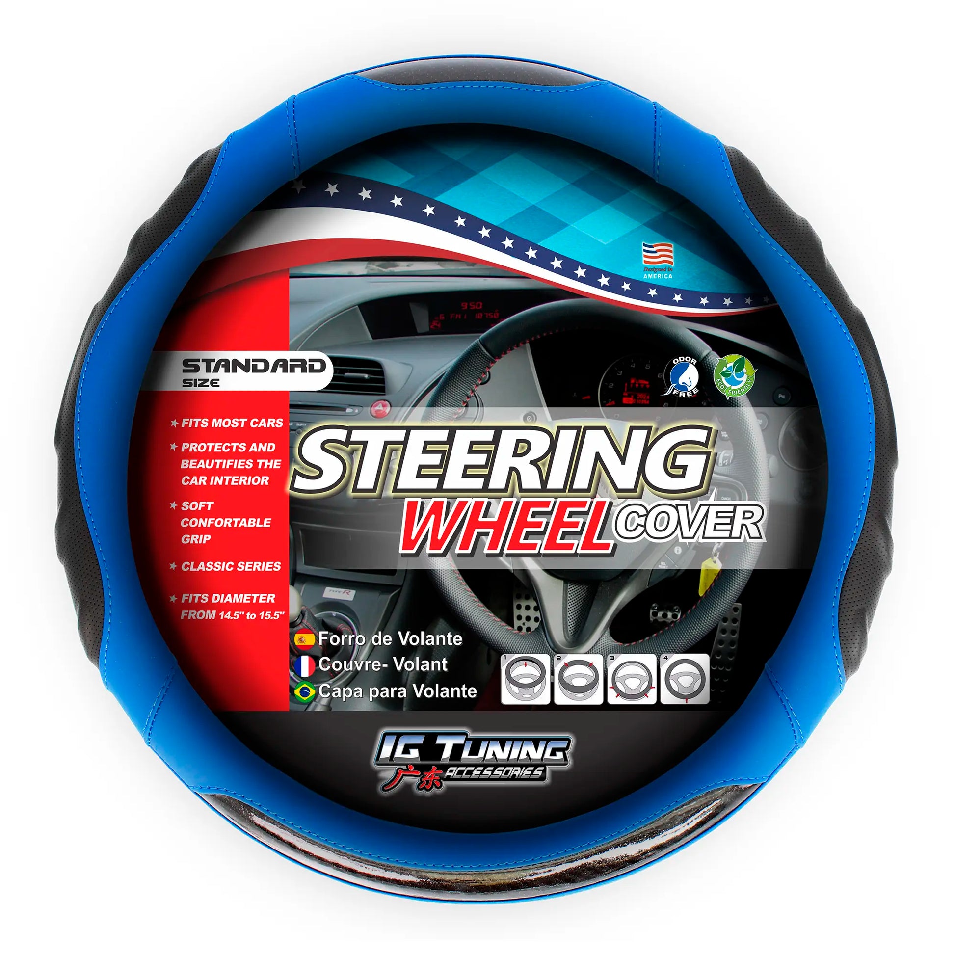 Steering wheel Cover Racing Blue image 0