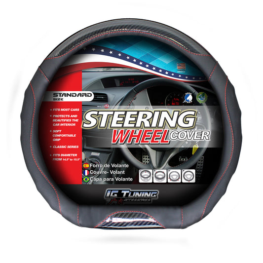 Steering Wheel Cover Waves Shape D Black image 0