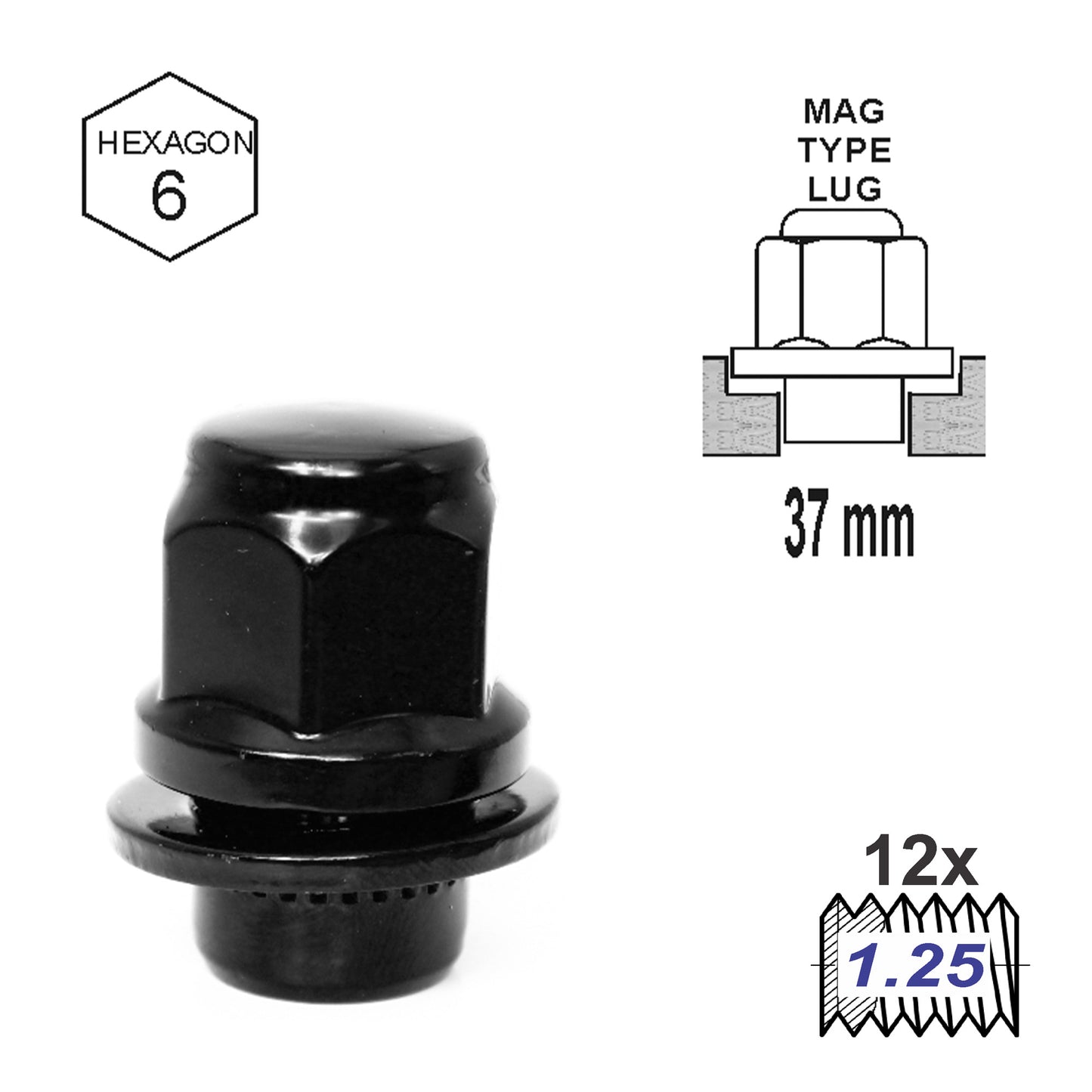 Duplex Mag Attached Washer L37 12 x 1-25 Black image 0