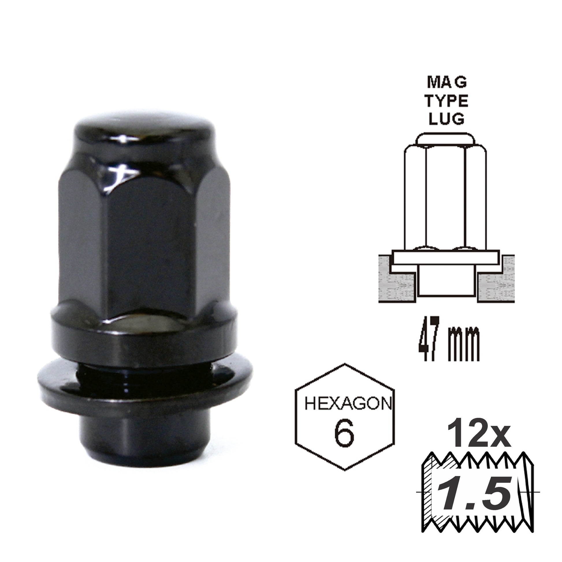 Duplex Mag Attached Washer L47 12 x 1.50 Black image 0