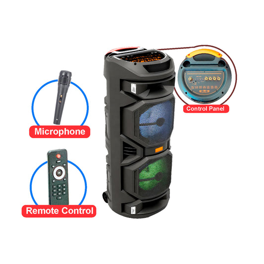 Port Speaker 3000W Wless Mic Bt Tf Usb Fm Led Aux Remote image 0