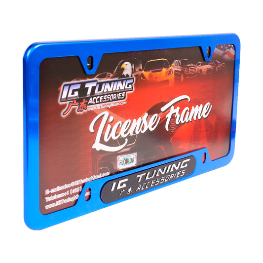 License Plate Frame Metal Blue image 0