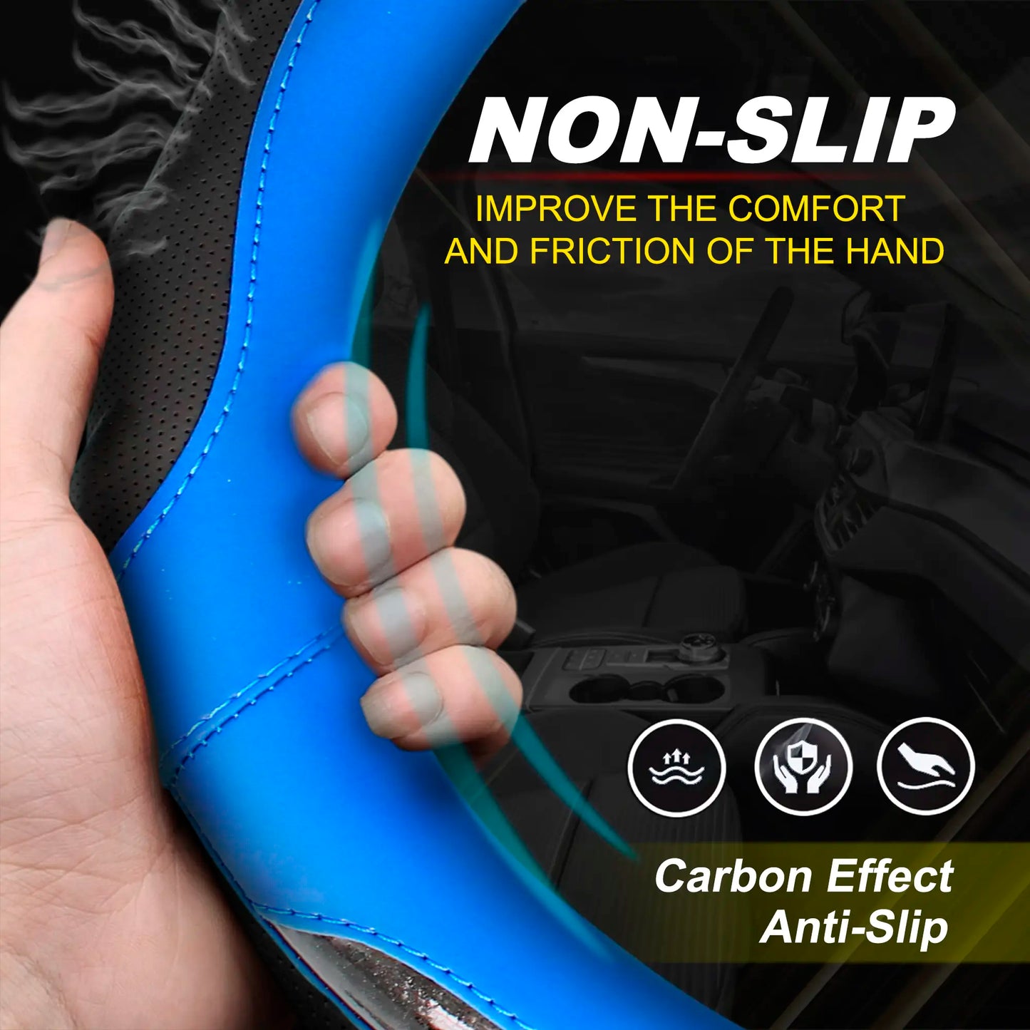 Steering wheel Cover Racing Blue image 3