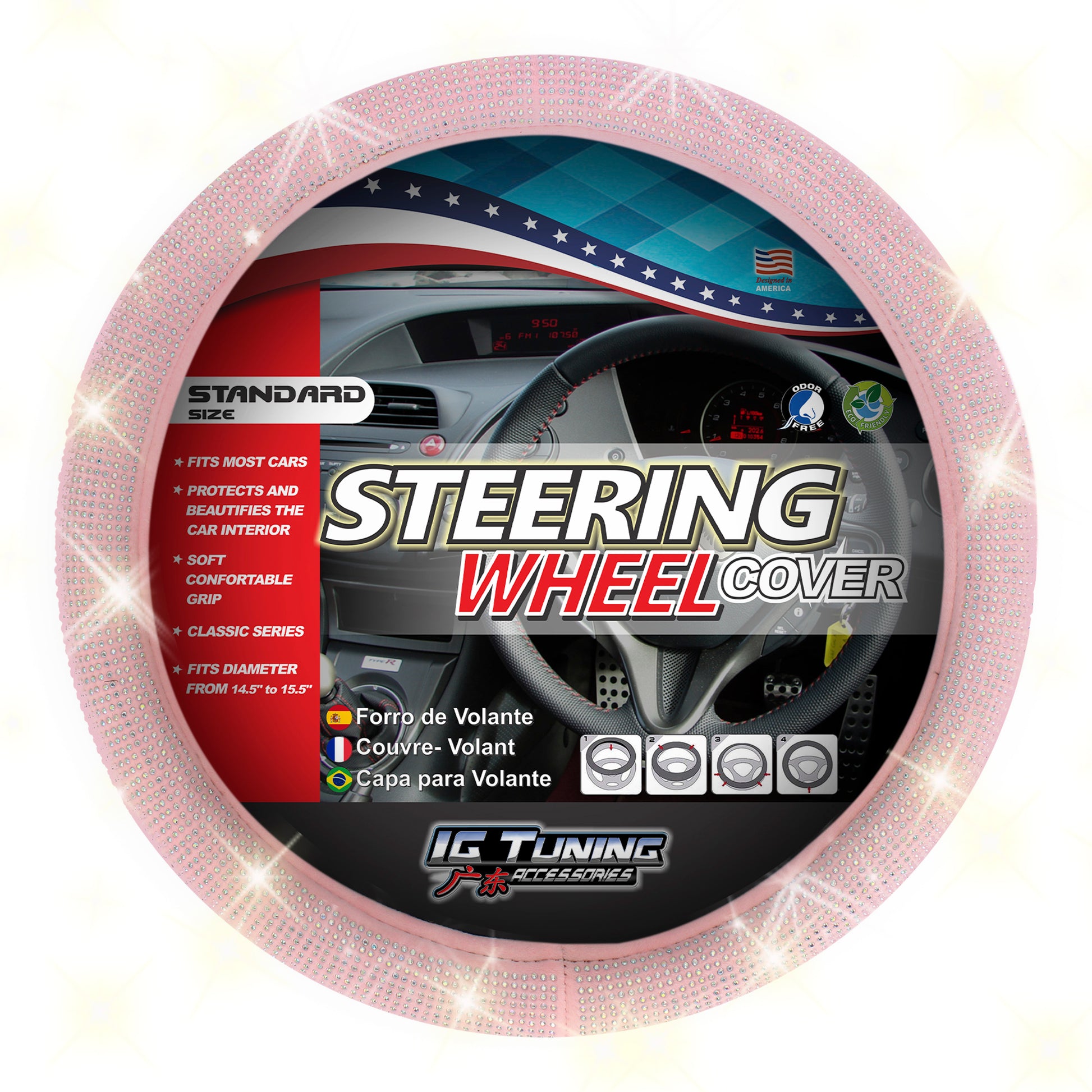 Steering Wheel Cover Bling Bling Rose image 0