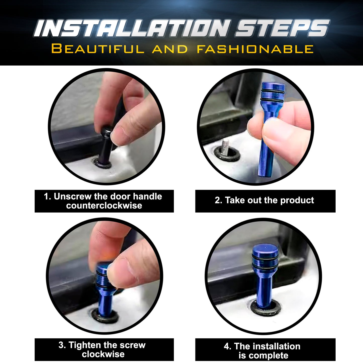 2 Pcs Car Door Lock Knobs Blue image 2