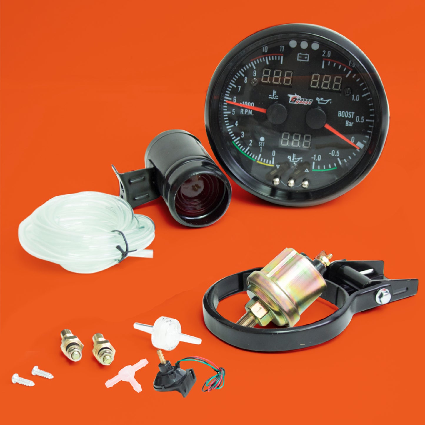 Black Background 5" Tachometer 6 in 1 Digital image 2