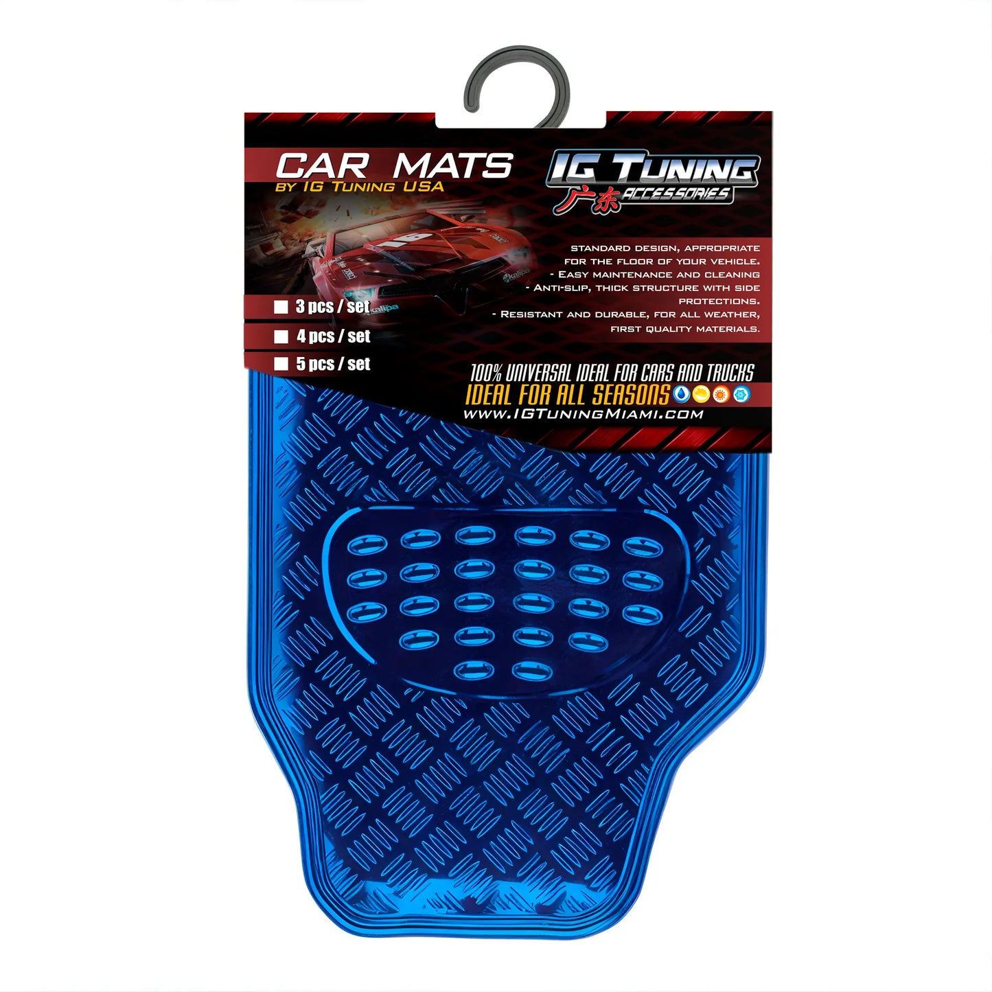 Car Mats Floor 4 Pcs Metal Carbon Blue image 0