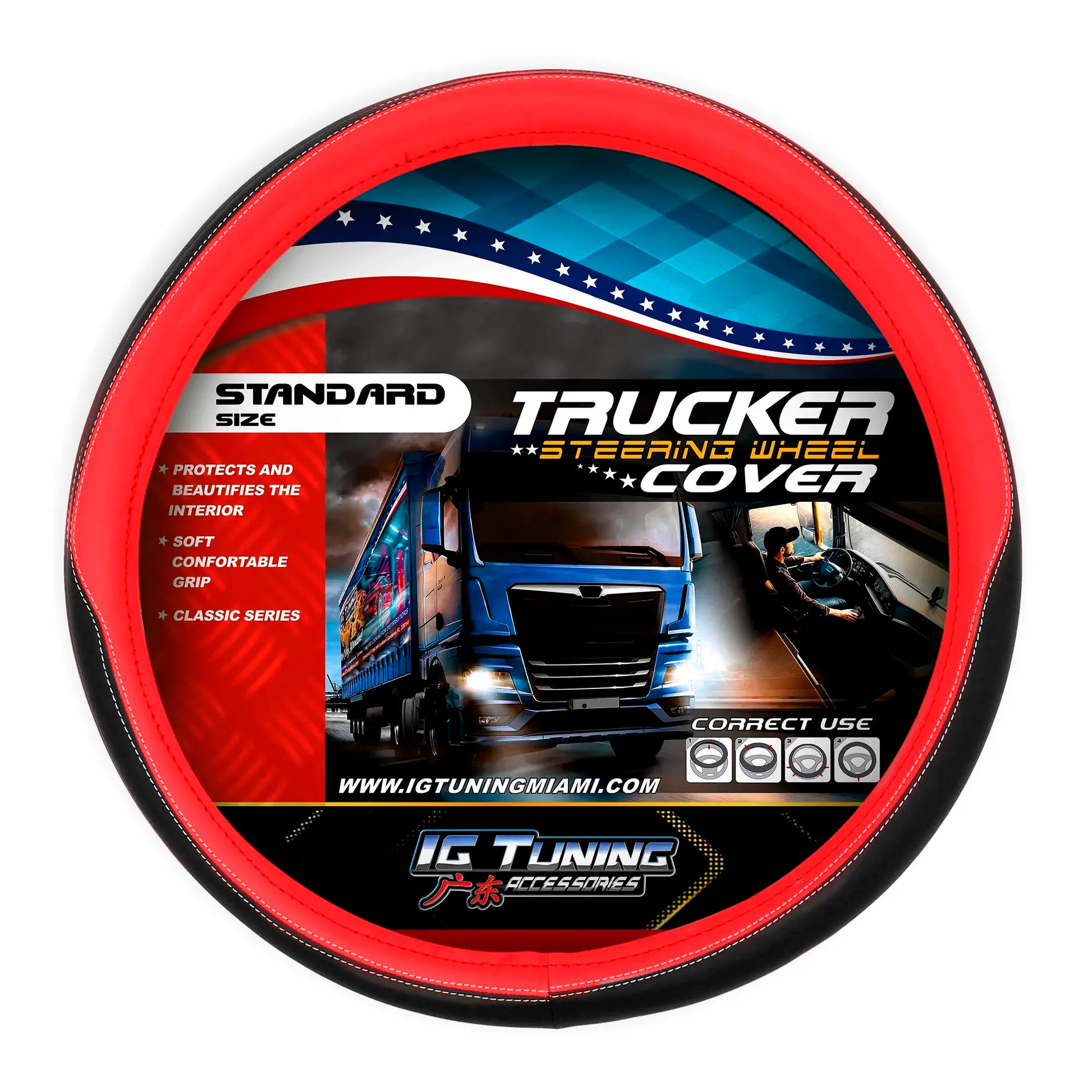Red Steering Wheel Cover 19.68 inch image 0