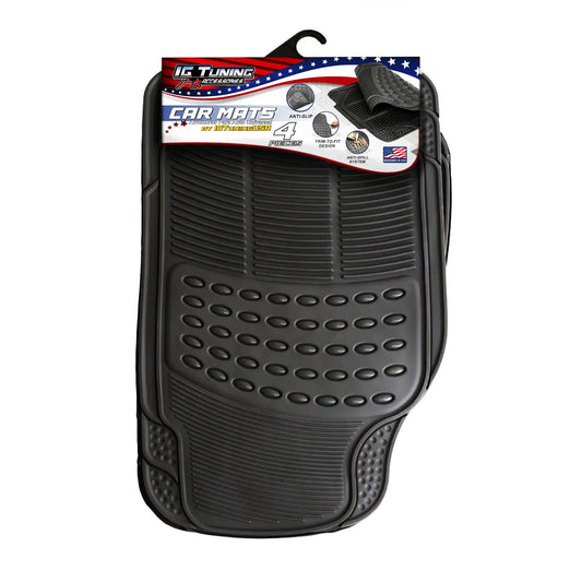 Floor Mat PVC Adjustable Black 4 Pcs image 0