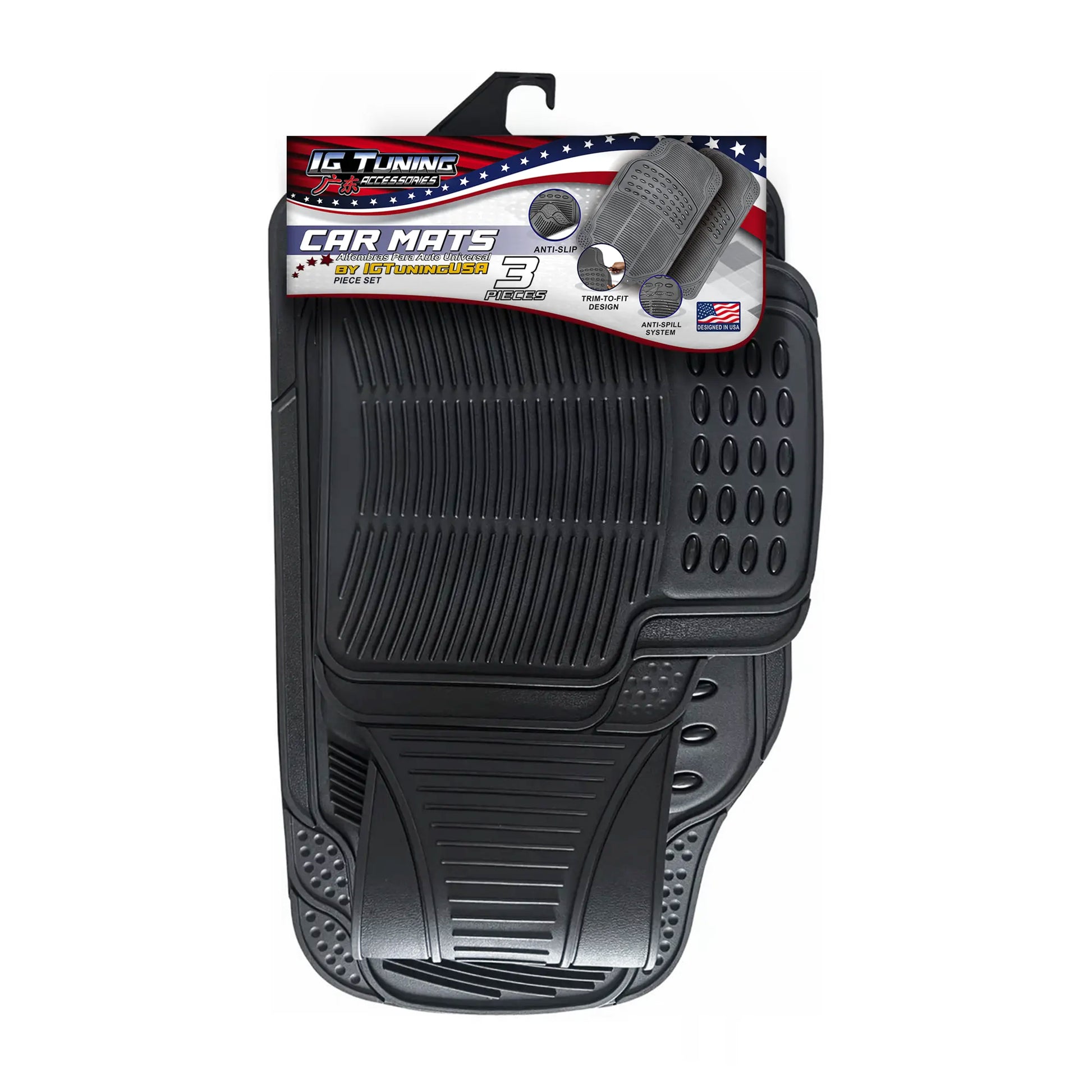 PVC Car Mat Adjustable 3 Pcs Black image 0