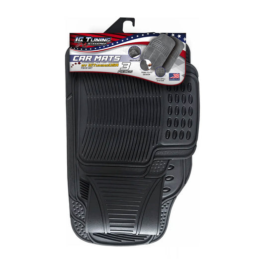 PVC Car Mat Adjustable 3 Pcs Black image 0