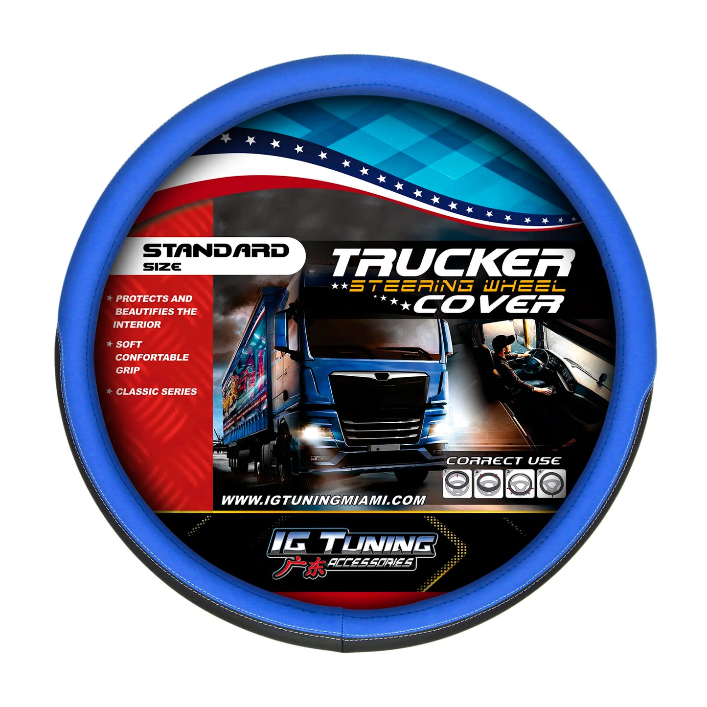 Blue Steering Wheel Cover 16.53 inch image 0