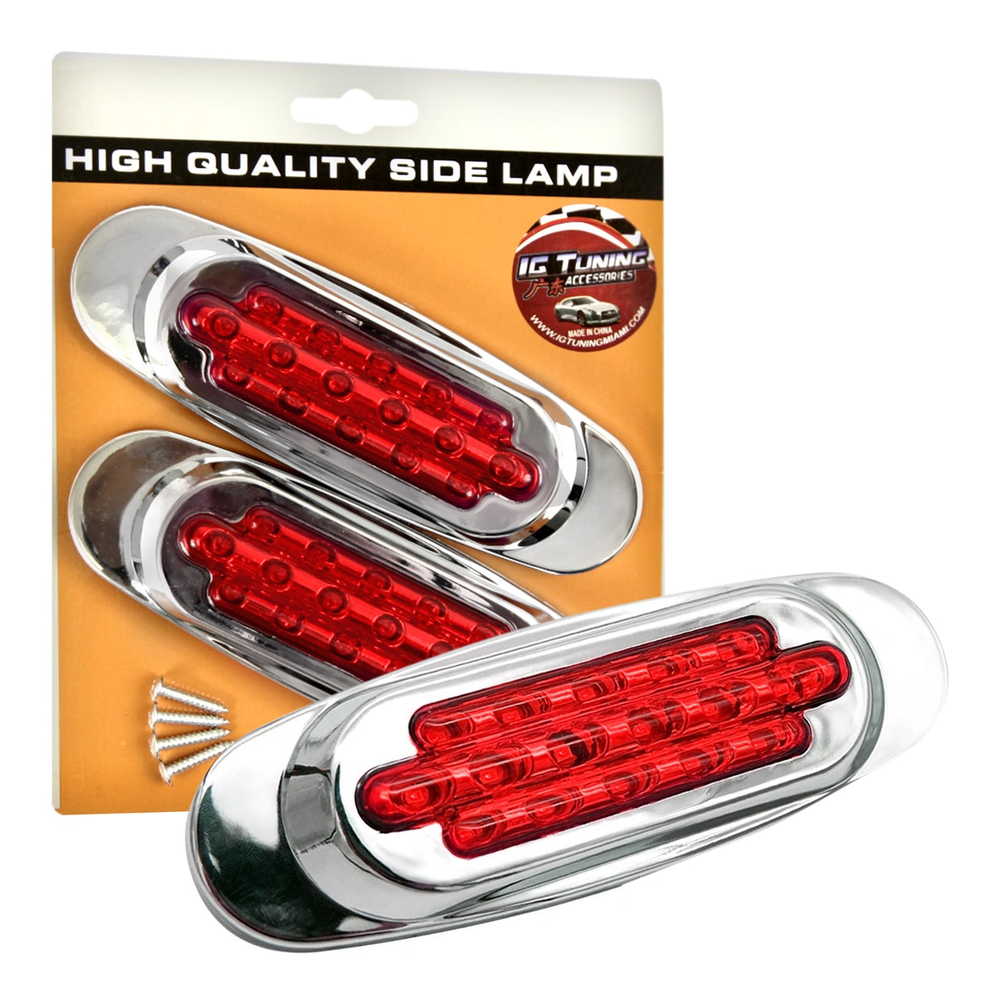 Side Lamp Chrome 16 Leds Red 2 Pcs image 0