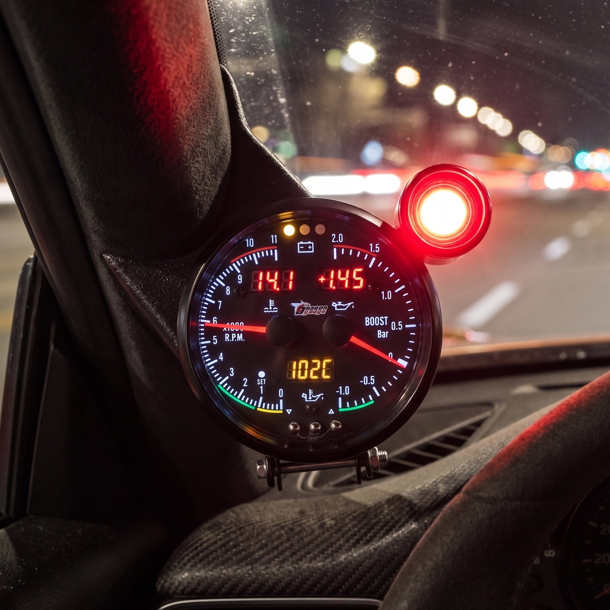Black Background 5" Tachometer 6 in 1 Digital image 3