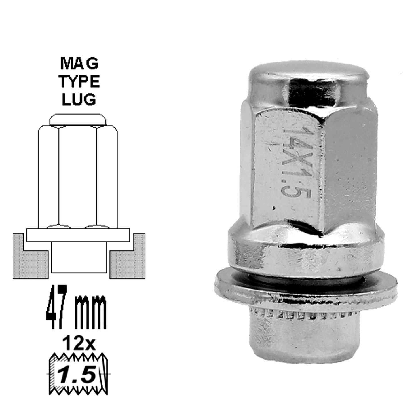 Duplex MAG Attached Washer L47 12 x 1.50 image 0