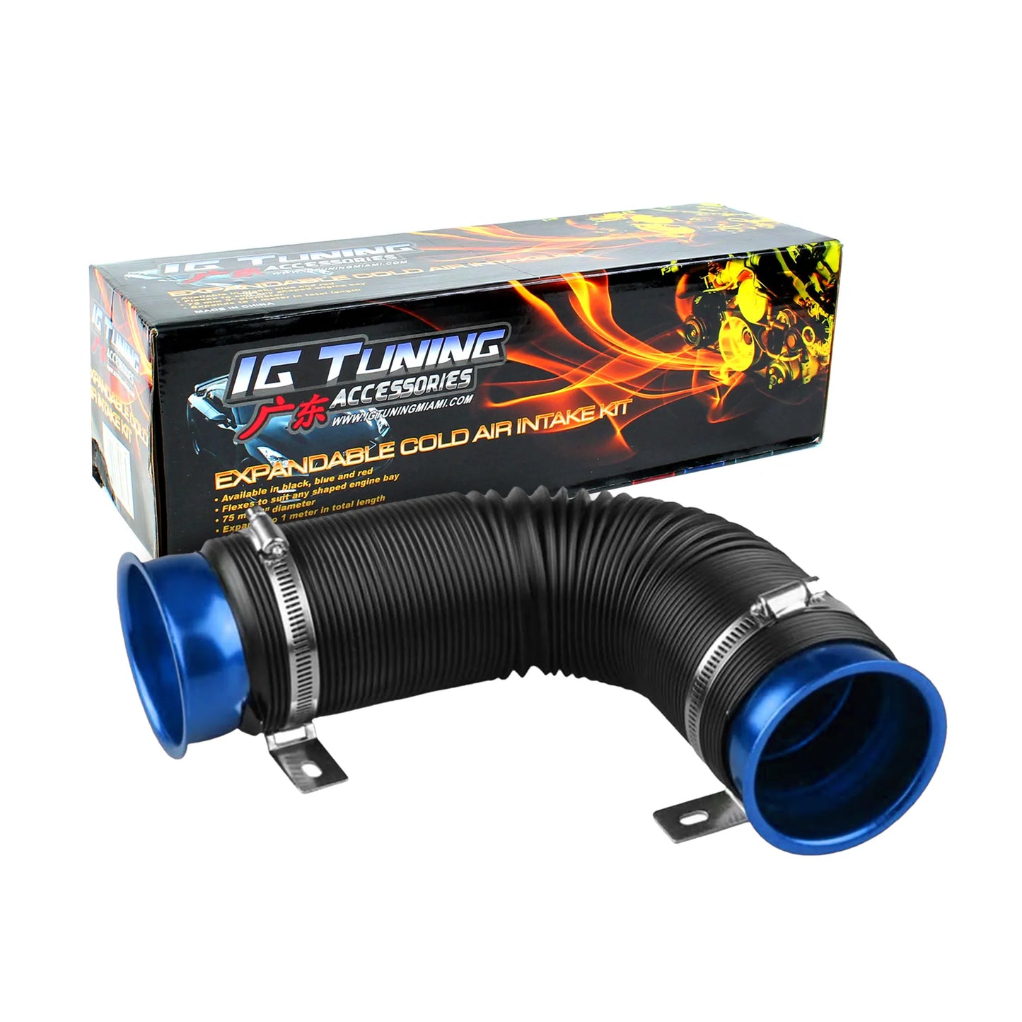 Flexi Adjustable Air Intake Inlet Pipe Hose Tube Blue image 0