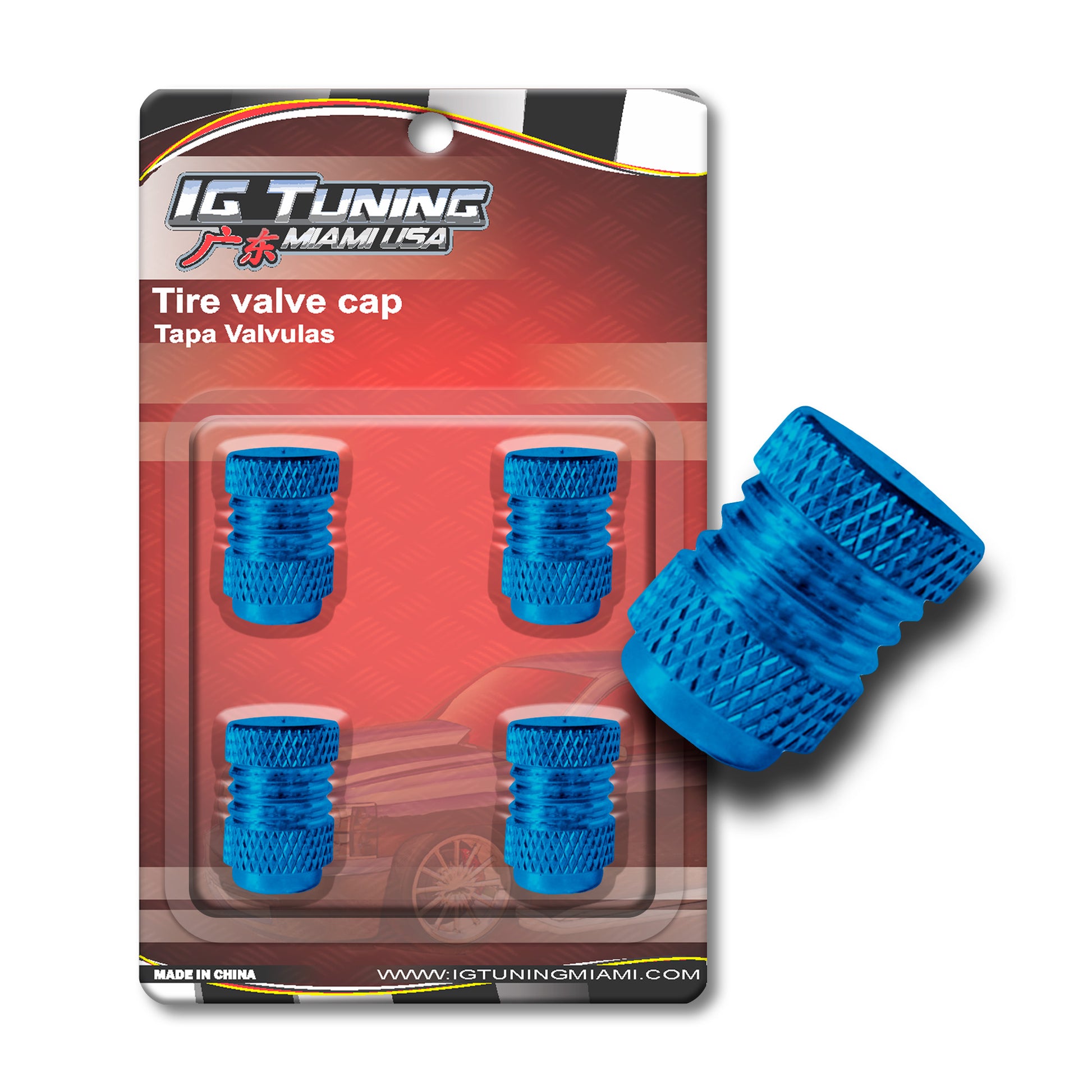 Blue 4Pcs.Set Valve Caps. image 0