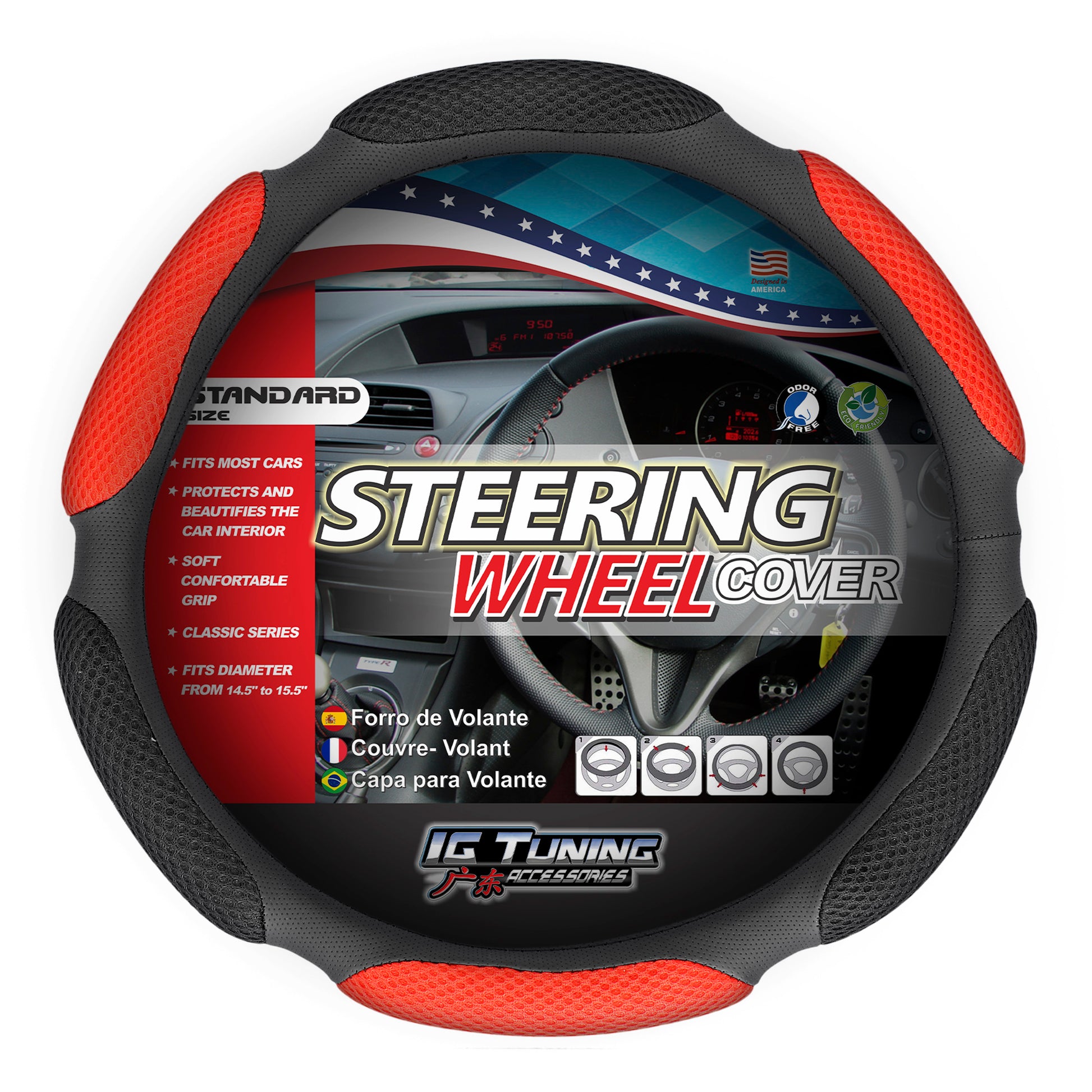 Steering Wheel Cover With Sponge in Red-Black image 0