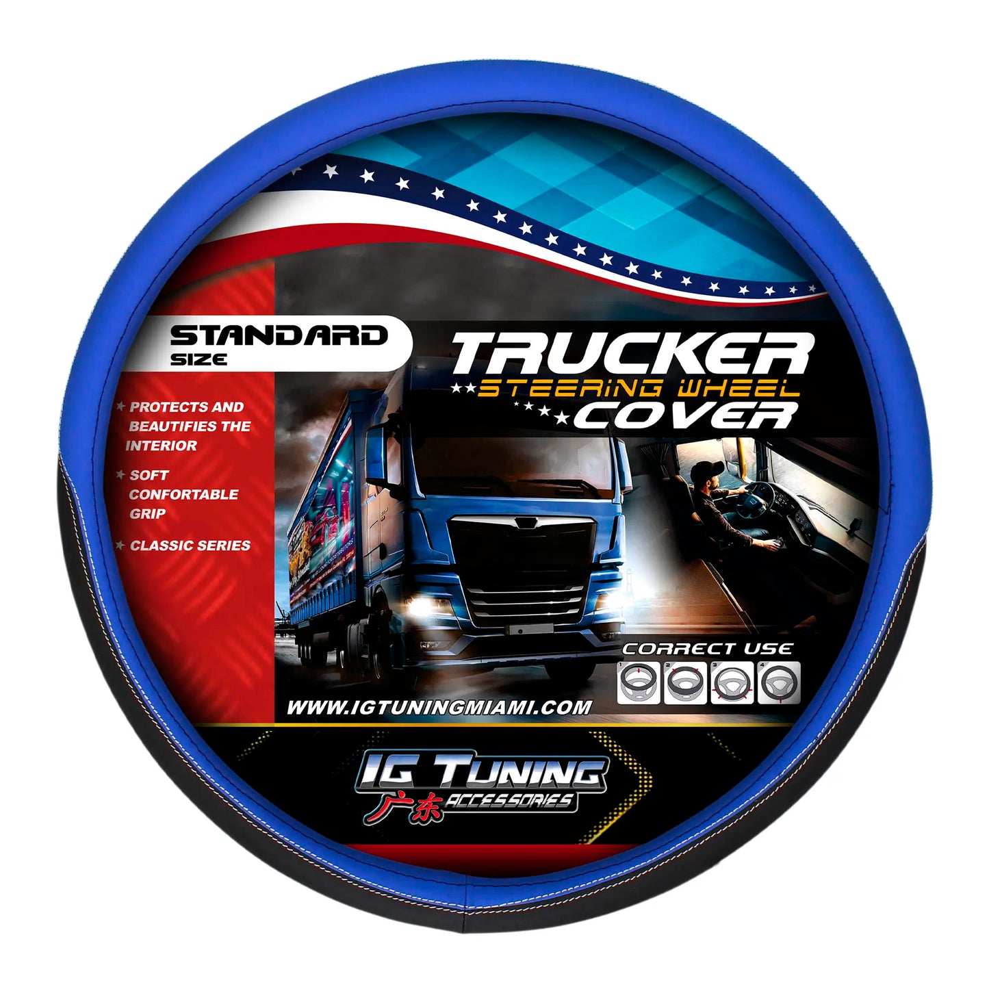Blue Steering Wheel Cover 17.71 inch image 0
