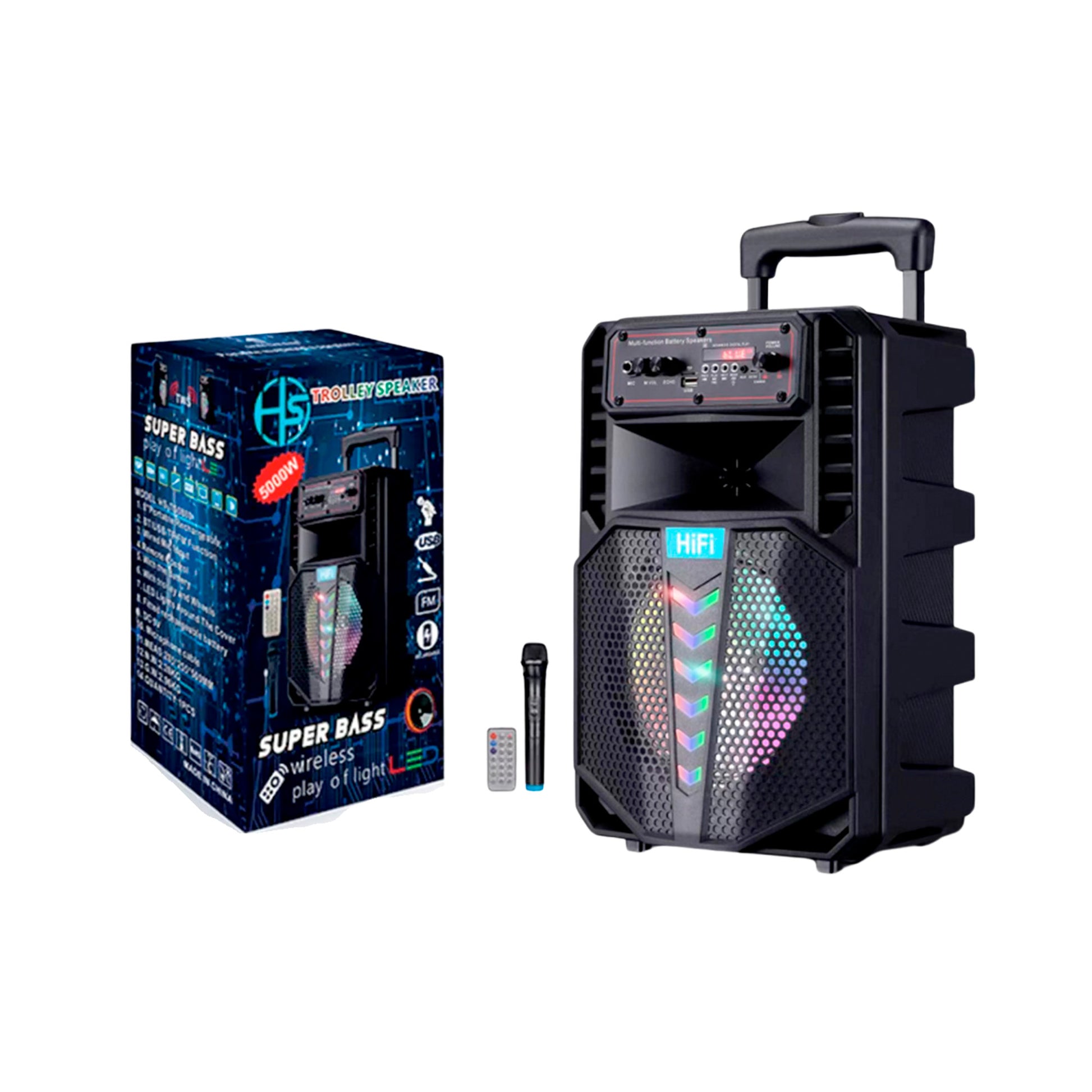 Port Speaker 1000W Wless Mic Bt Tf Usb Fm  Led Aux Remote image 0