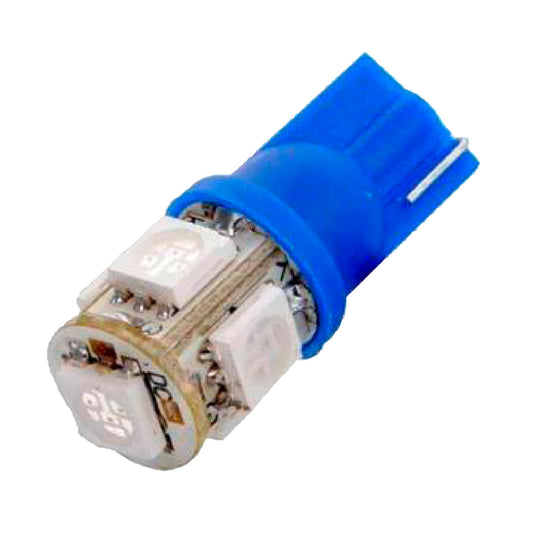 T10 5 Led Strober Flashing 2 Pcs Blue image 0