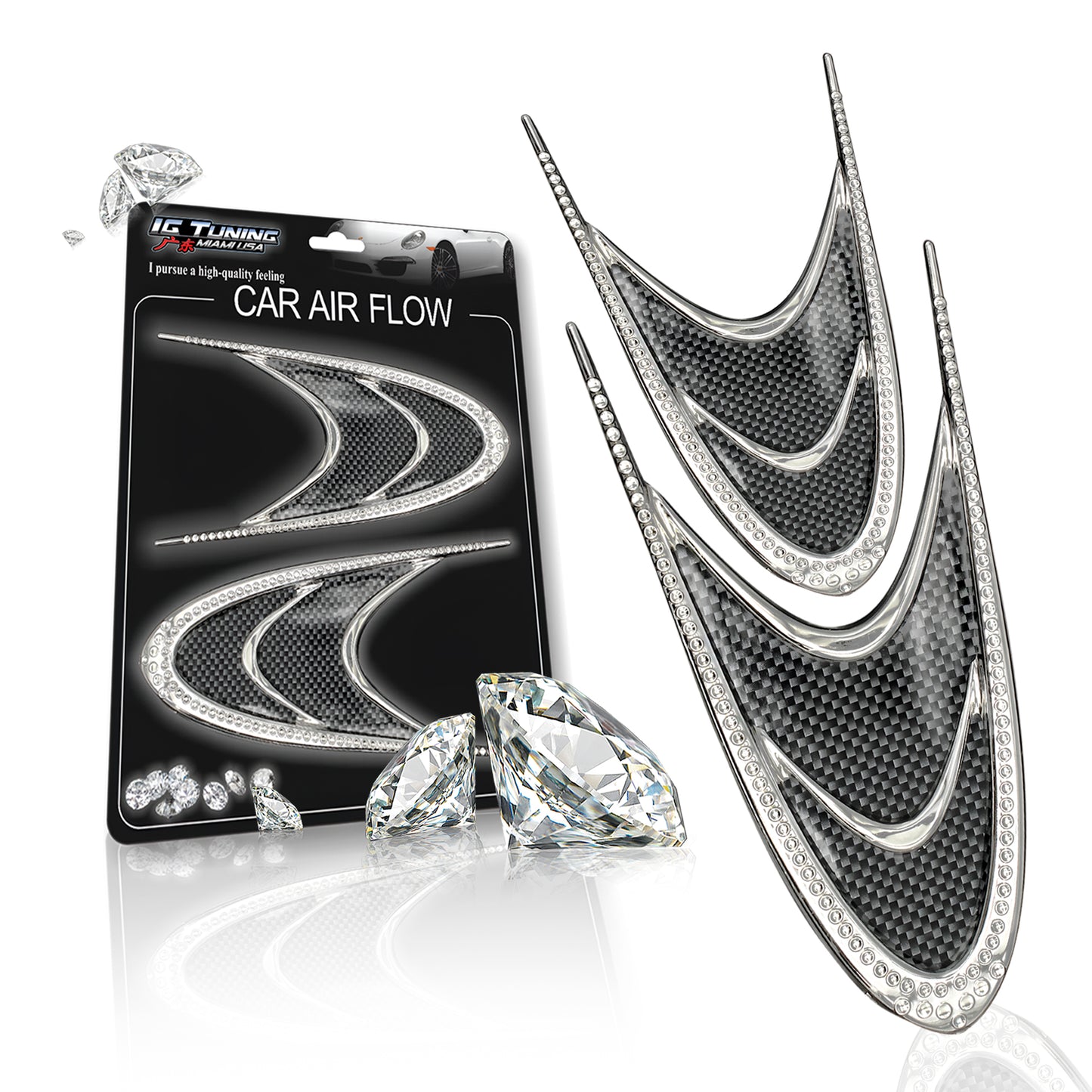 Car Air Flow 2 pcs Luxury Black image 0